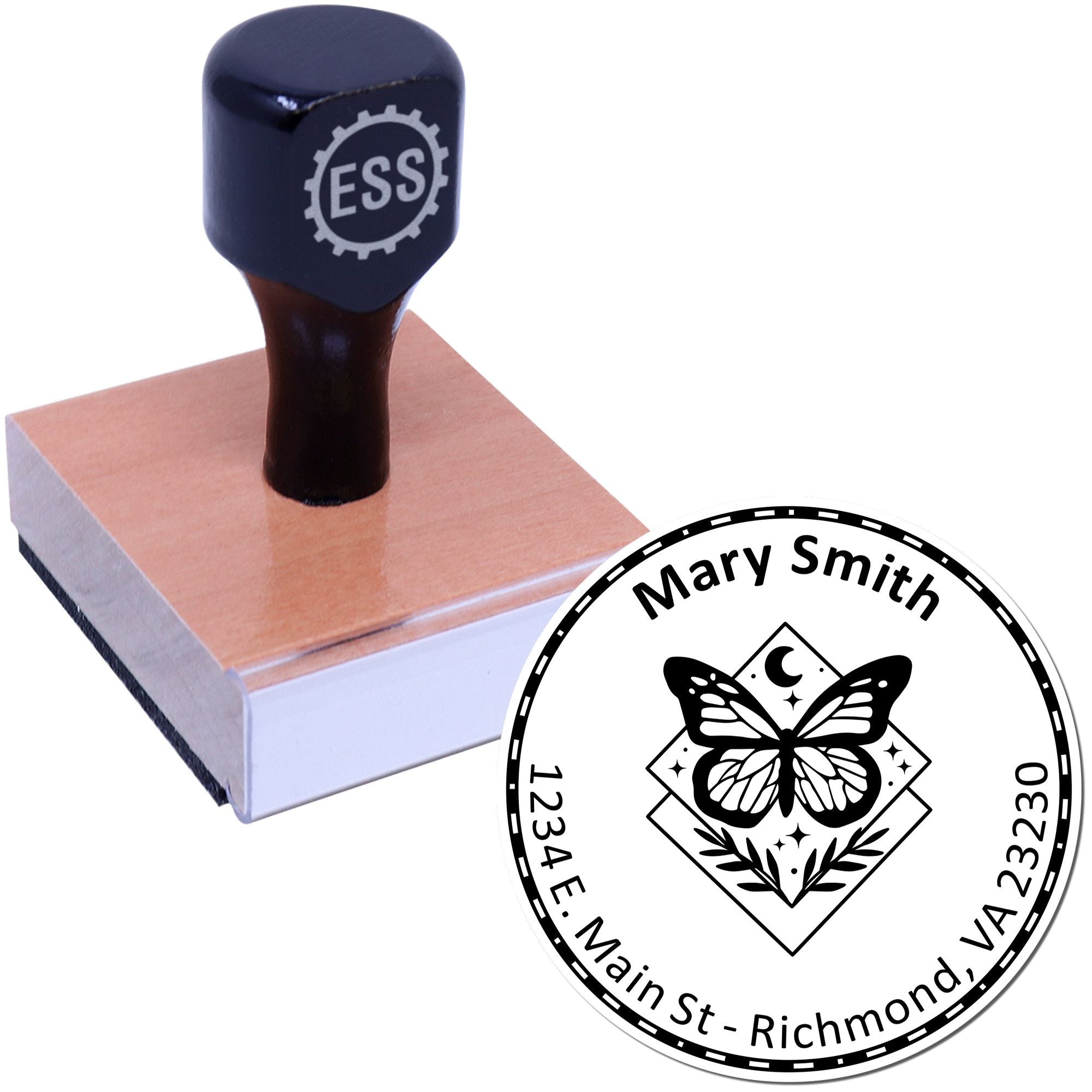 Wood Handle Enchanting Butterfly Custom Envelope Stamp - Engineer Seal Stamps