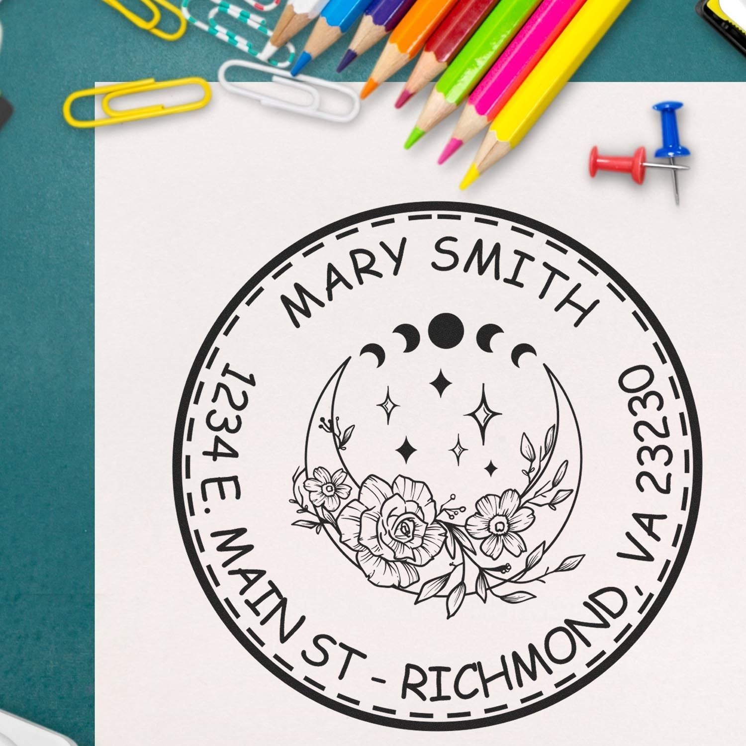 Portable Pre-Inked Spiritual Sky Personalized Envelope Stamper - Engineer Seal Stamps