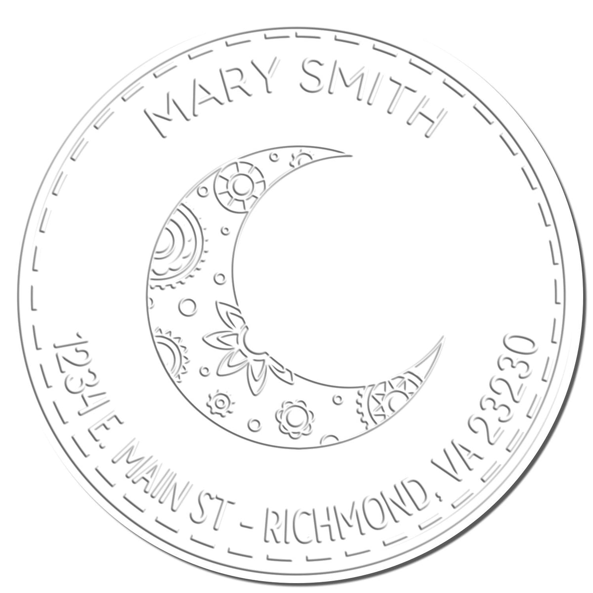 Shiny Soft Ethereal Moon personalized astrological stamp seal with embossed moon design for elegant envelope sealing.