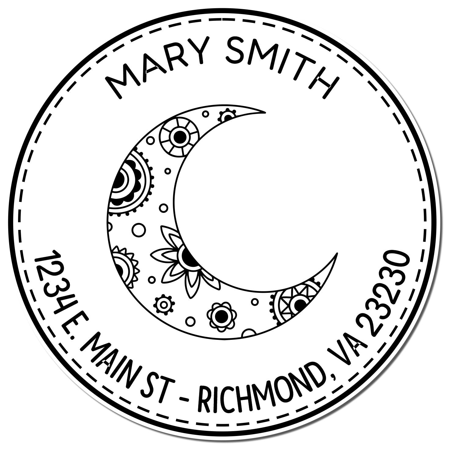 Portable Pre-Inked Ethereal Moon Personalized Name And Address Stamper - Engineer Seal Stamps