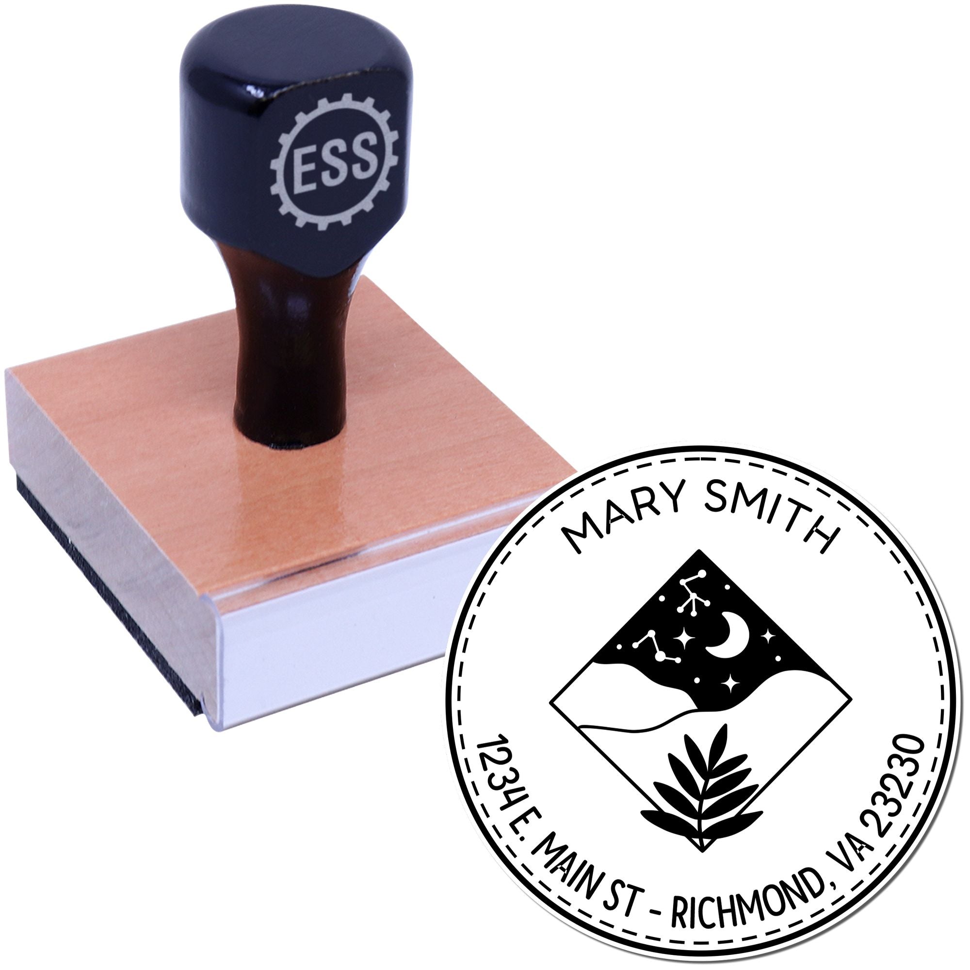 Wood Handle Secretive Sky Custom Made Envelope Stamper - Engineer Seal Stamps