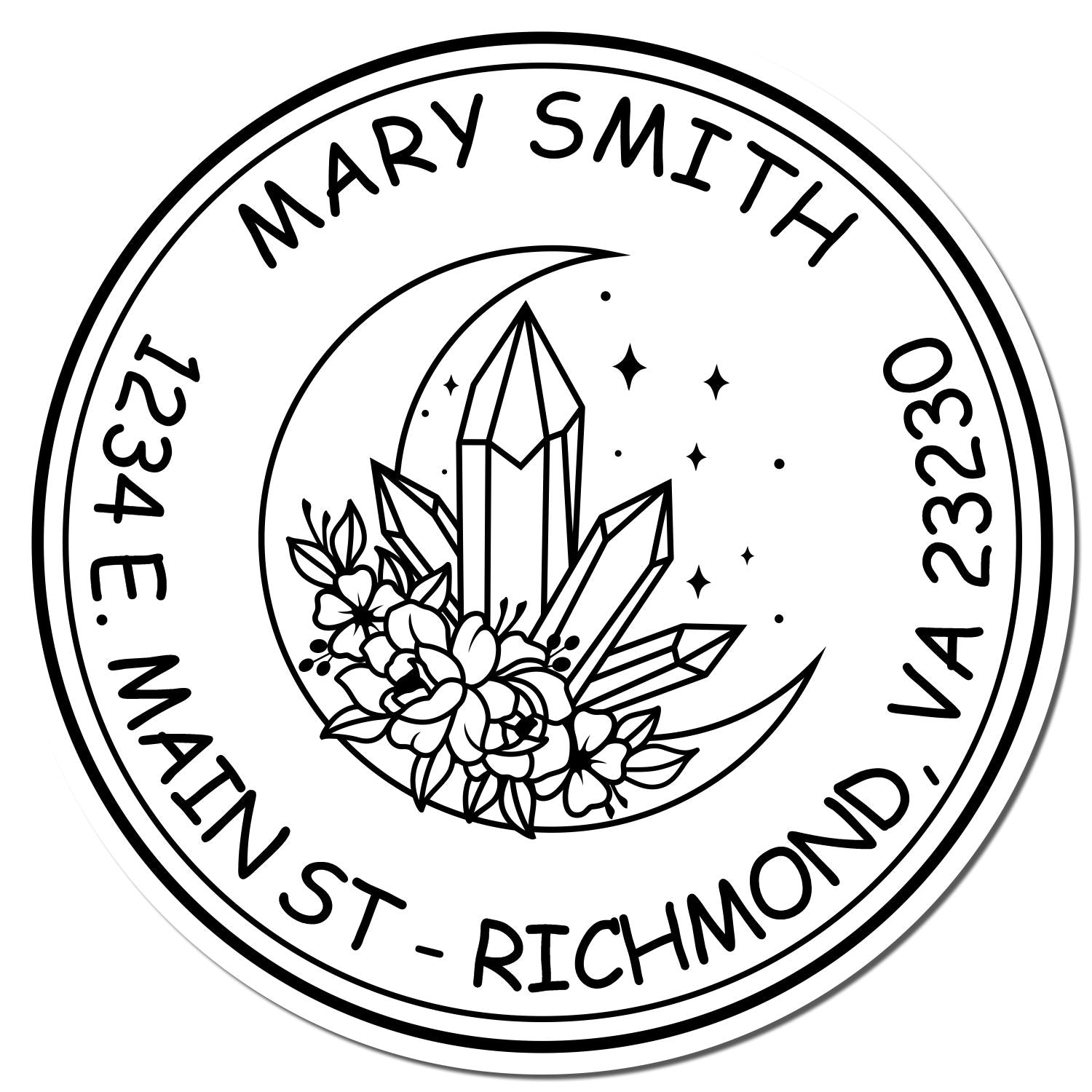 Portable Pre-Inked Mysterious Moon Personalized Return Address Stamper - Engineer Seal Stamps