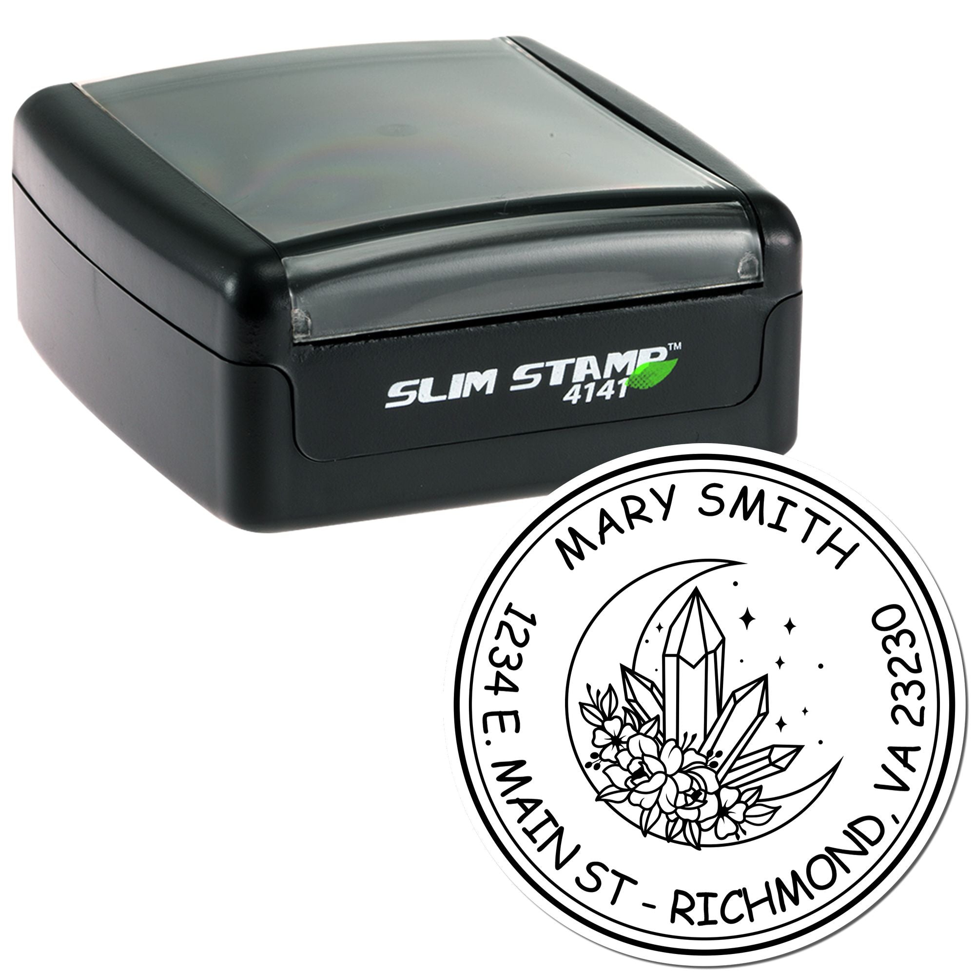 Portable Pre-Inked Mysterious Moon Personalized Return Address Stamper - Engineer Seal Stamps