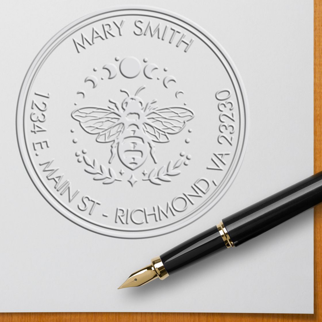Desk Mystical Bee Custom Made New Home Embossed Stamp - Engineer Seal Stamps