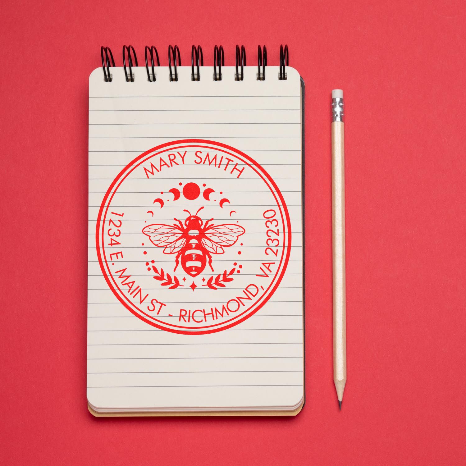 Wood Handle Mystical Bee Custom Made Mailing Stamp - Engineer Seal Stamps