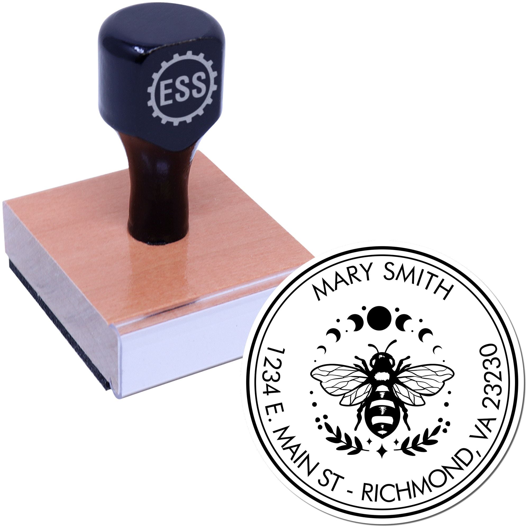 Wood Handle Mystical Bee Custom Made Mailing Stamp - Engineer Seal Stamps