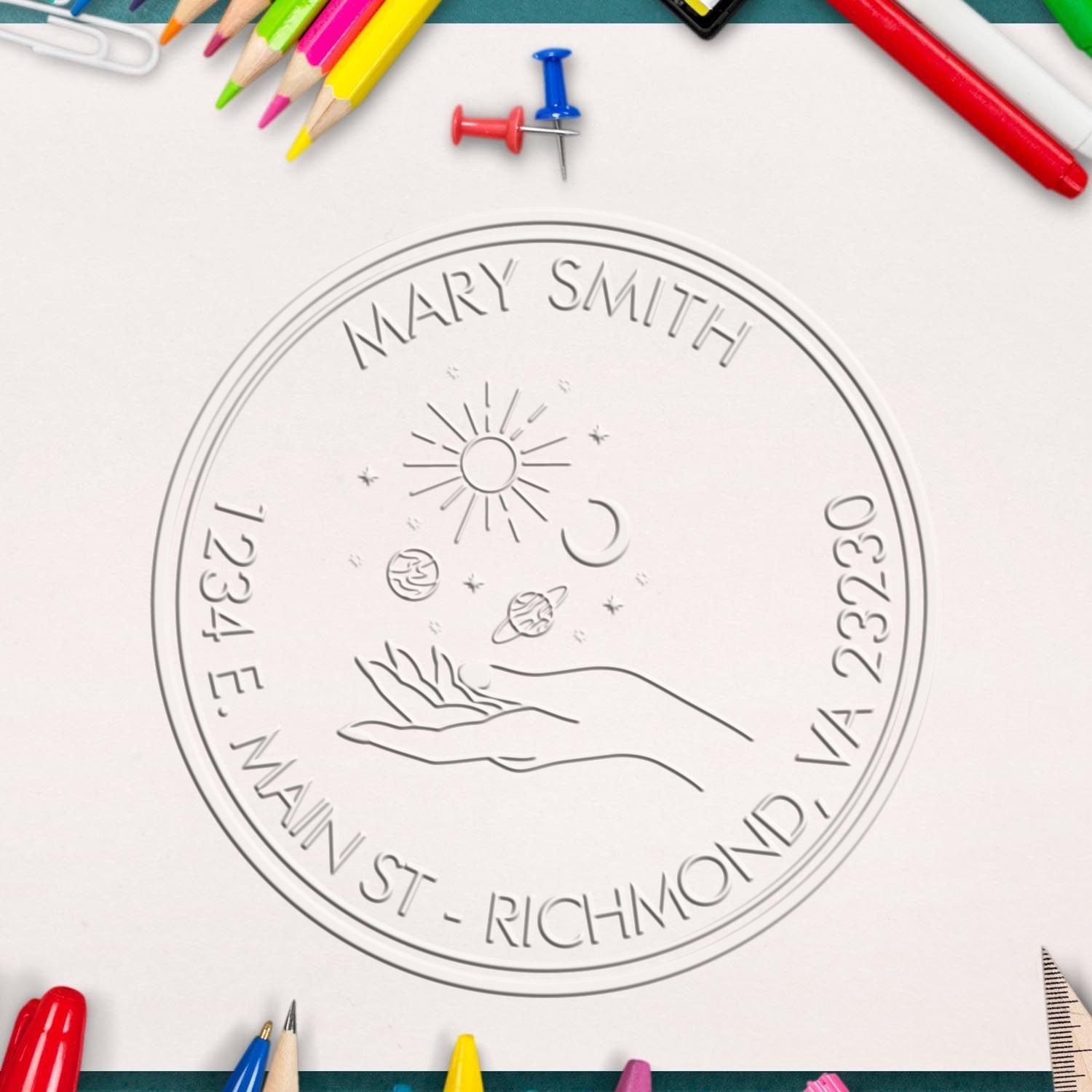 Hybrid Magical Planets Customized Mailing Embossed Stamp - Engineer Seal Stamps