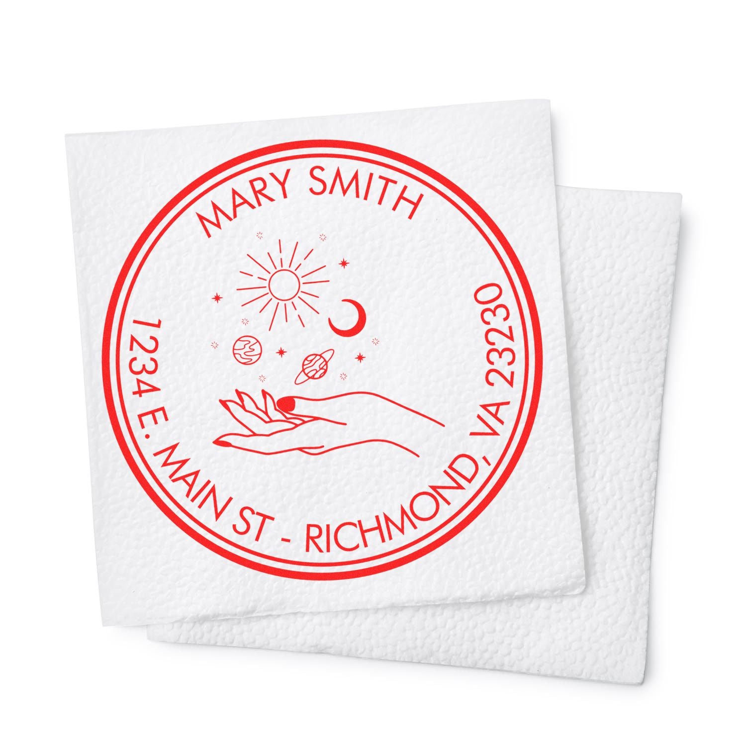 Portable Pre-Inked Magical Planets Personalized Home Address Stamp - Engineer Seal Stamps