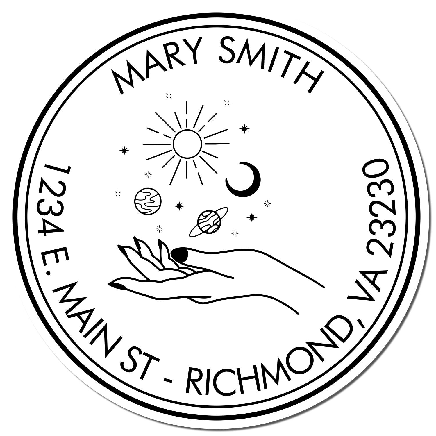 PSI Pre-Inked Magical Planets Custom Made Mail Stamper - Engineer Seal Stamps