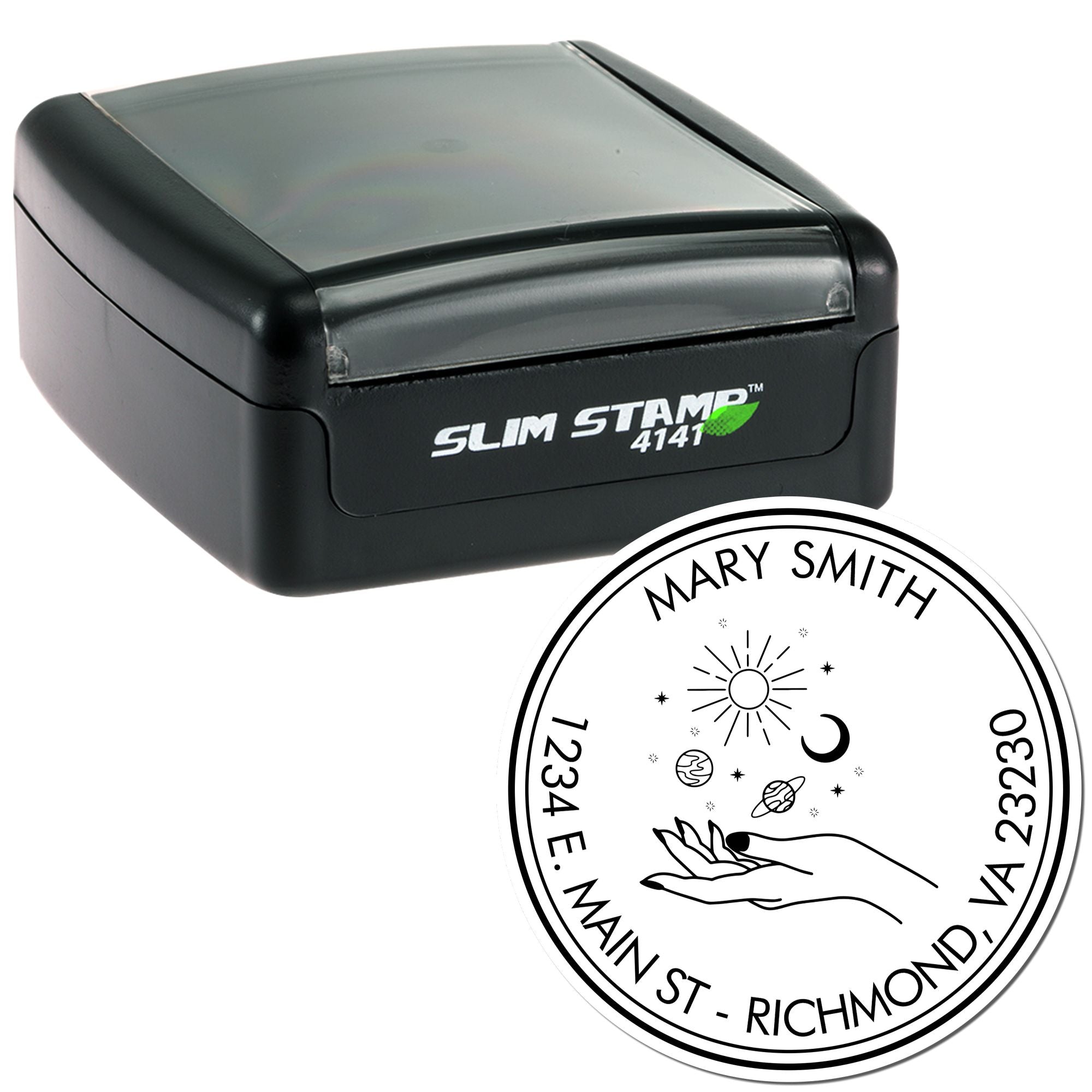 Portable Pre-Inked Magical Planets Personalized Home Address Stamp - Engineer Seal Stamps