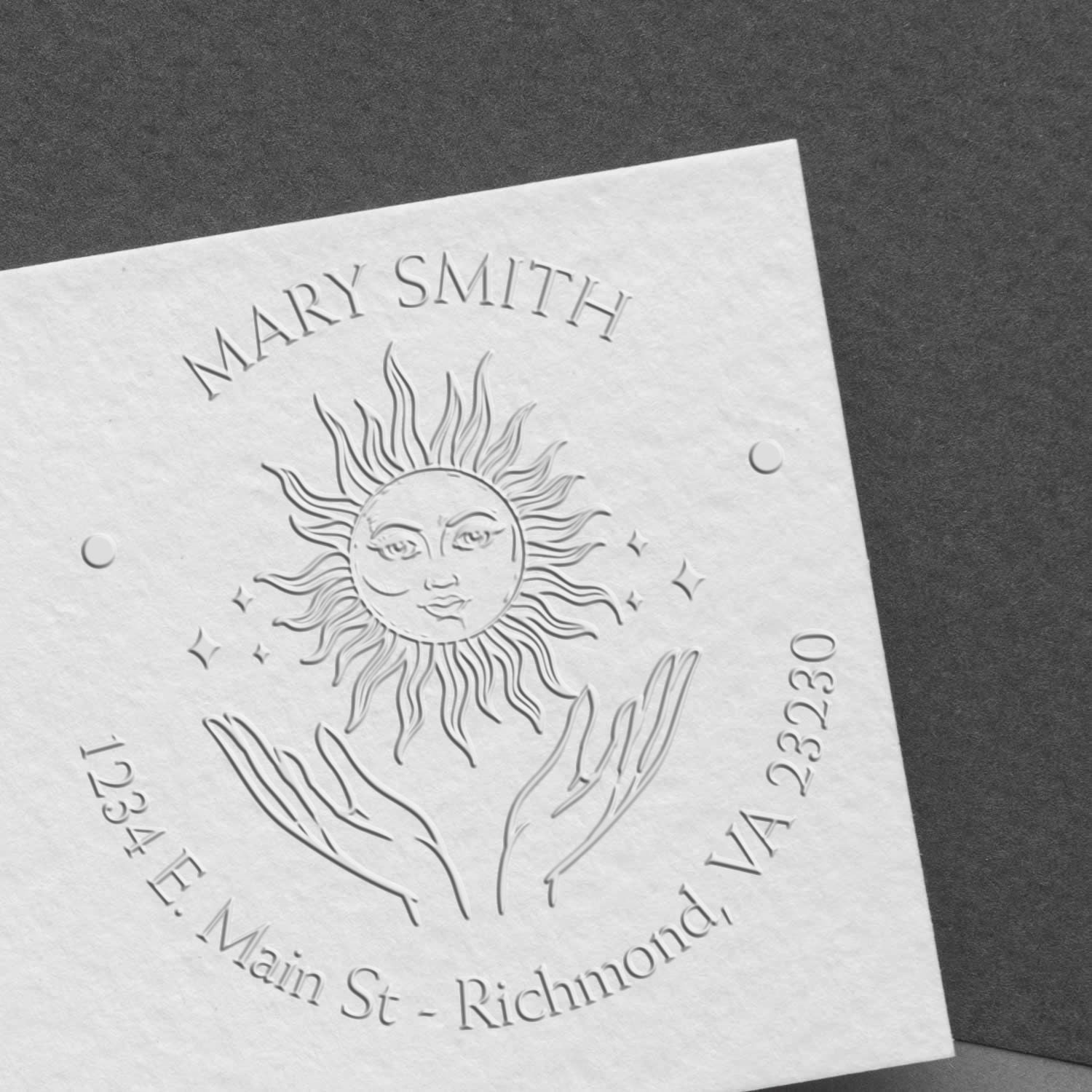 Soft Intriguing Sun Personalized Envelope Paper Embosser - Engineer Seal Stamps