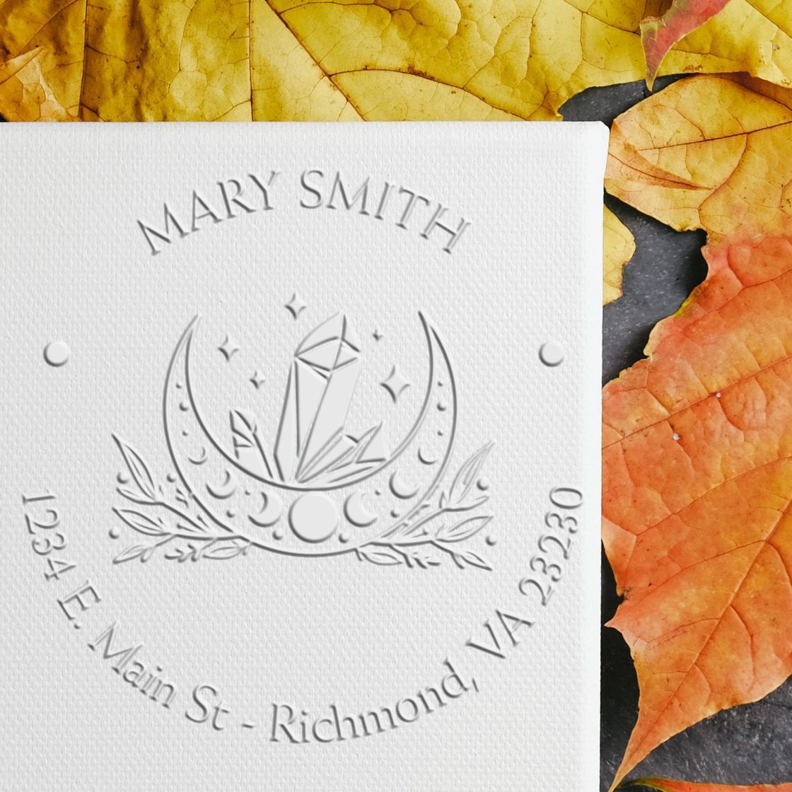 Desk Cryptic Moon Personalized Mailing Embosser - Engineer Seal Stamps