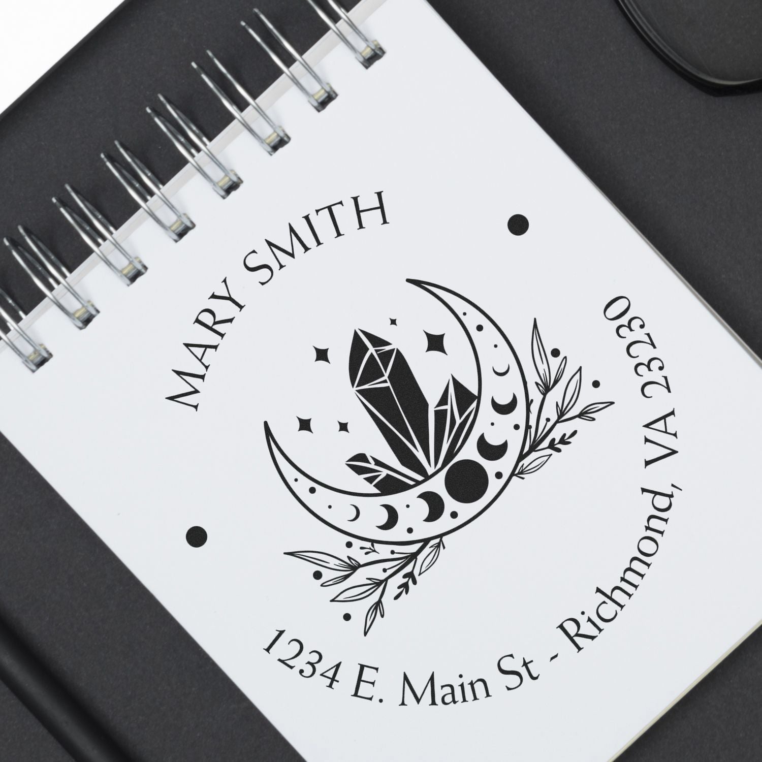 Self-Inking Cryptic Moon Personalized Return Address Stamp - Engineer Seal Stamps