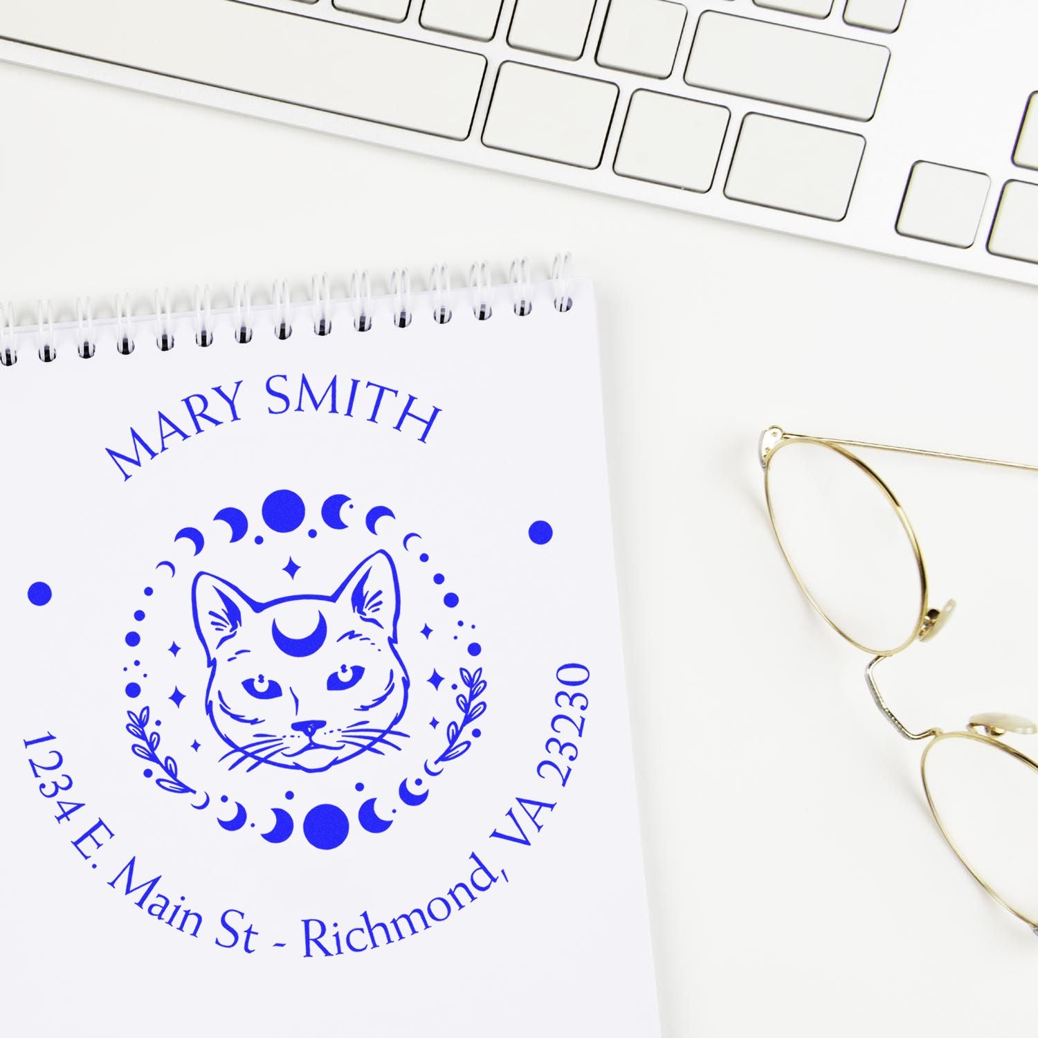 Portable Pre-Inked Supernatural Cat Personalized Name And Address Stamper - Engineer Seal Stamps