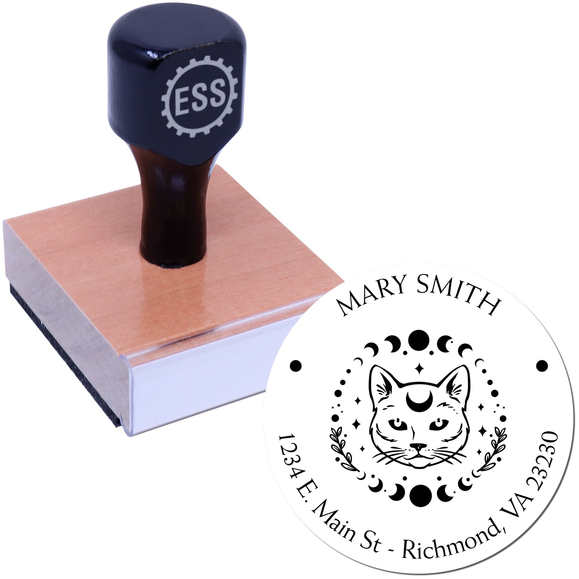 Wood Handle Supernatural Cat Custom Made Envelope Stamp