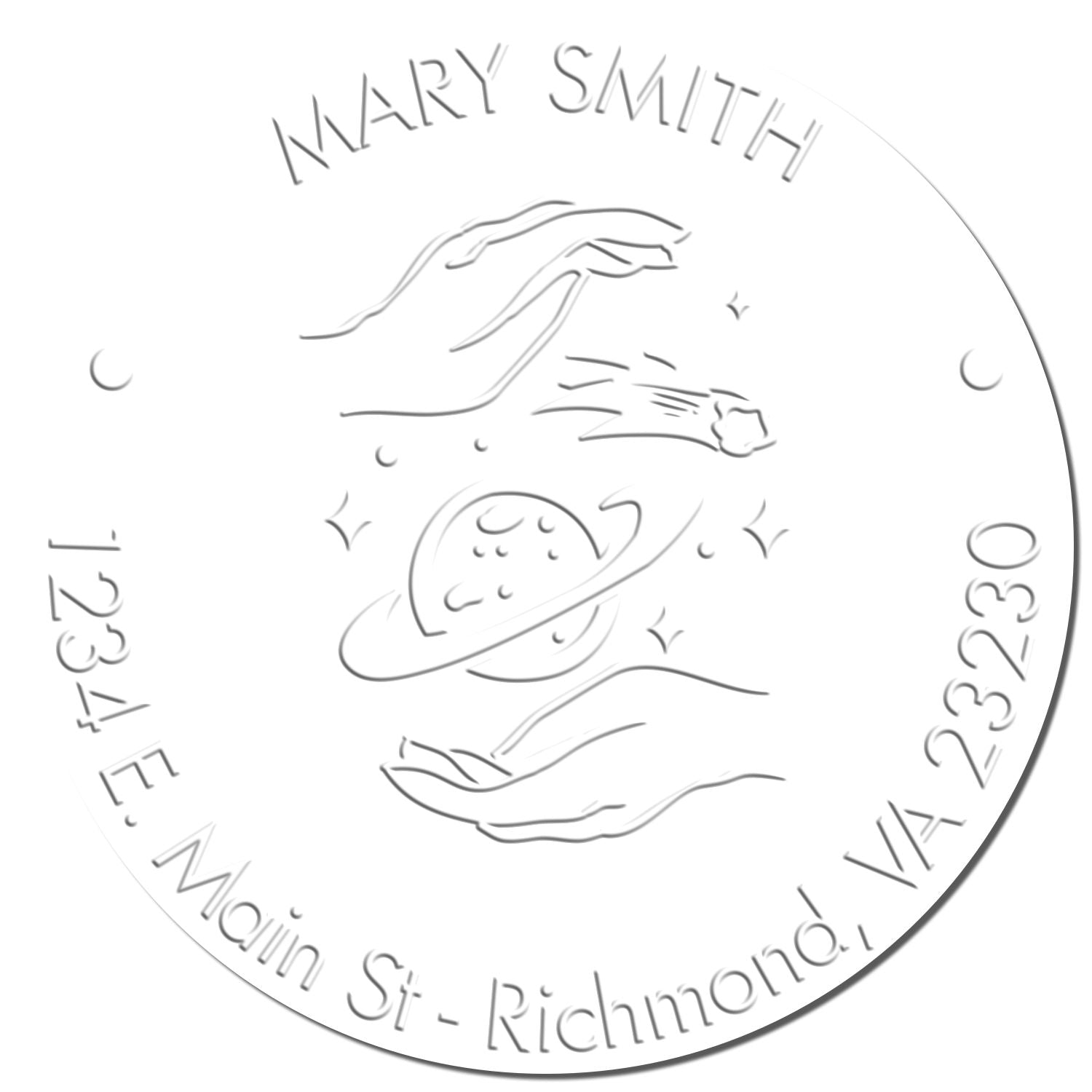 Desk Otherworldly Planets Custom Made Return Address Embossed Stamp - Engineer Seal Stamps