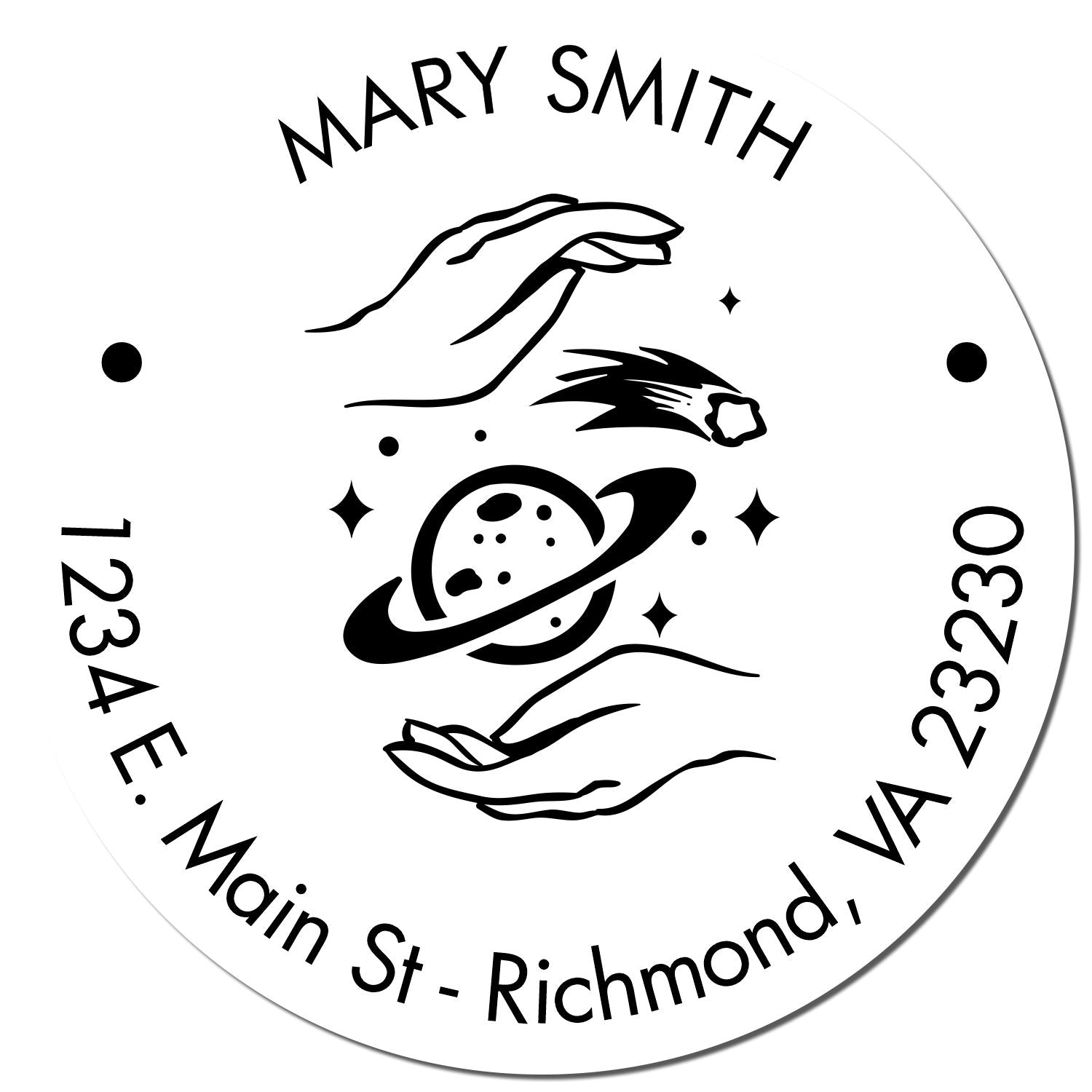 Wood Handle Otherworldly Planets Custom Made Name And Address Stamp - Engineer Seal Stamps