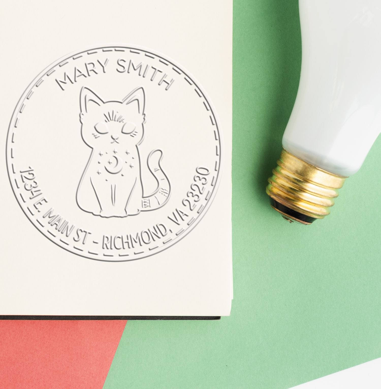 Hybrid Dreamlike Kitten Custom Made Mailing Embossed Stamp - Engineer Seal Stamps