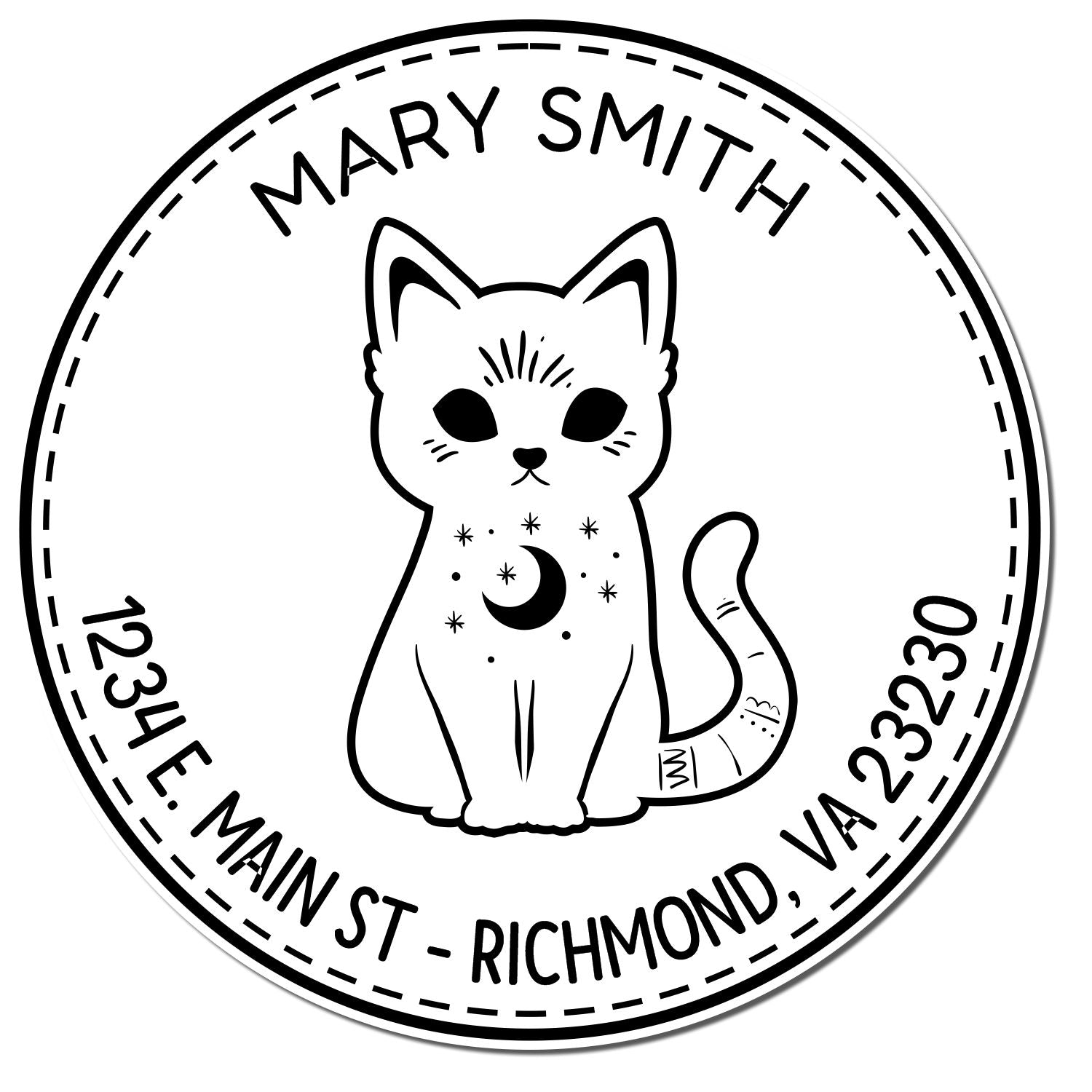 Wood Handle Dreamlike Kitten Custom Made Name And Address Stamper - Engineer Seal Stamps