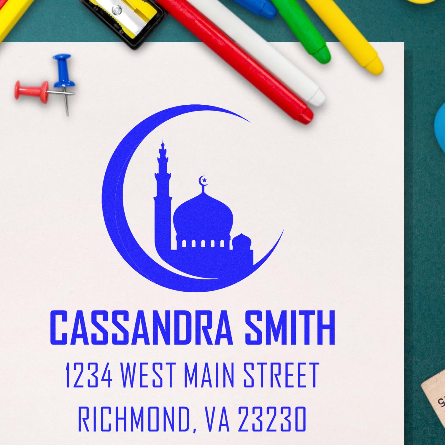 Islamic Holy Crescent Personalized Address Stamp - Engineer Seal Stamps