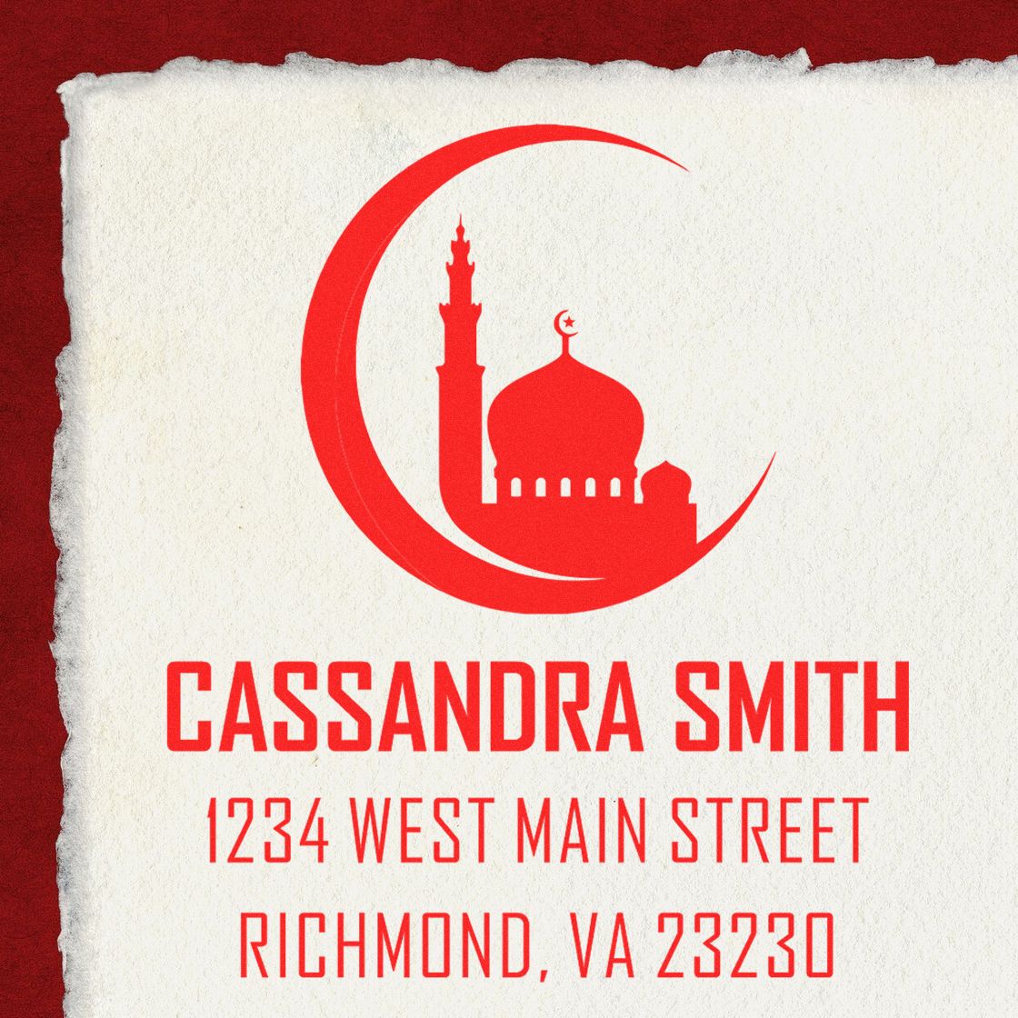 Muslim Holy Crescent Personalized New Home Stamp Pre-Inked - Engineer Seal Stamps