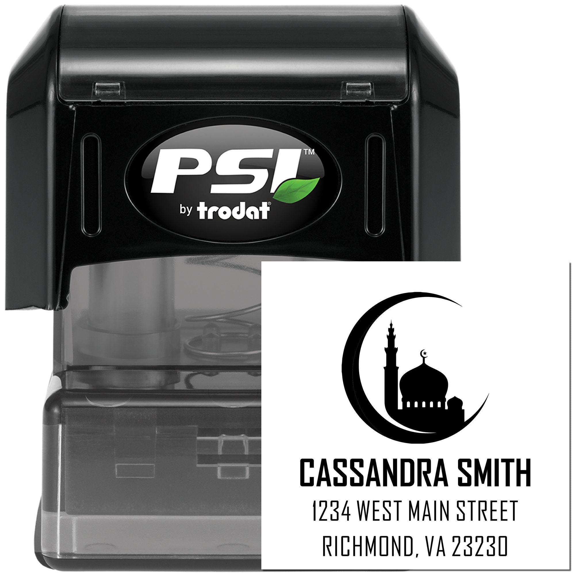 Muslim Holy Crescent Personalized New Home Stamp Pre-Inked - Engineer Seal Stamps