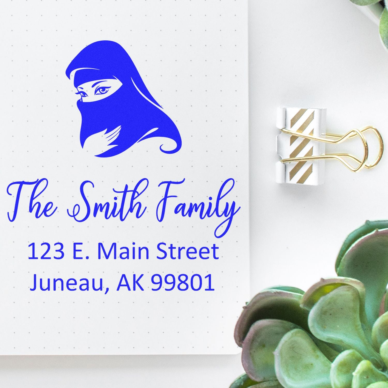 Muslim Intriguing Veil Personalized New Home Stamper Pre-Inked - Engineer Seal Stamps