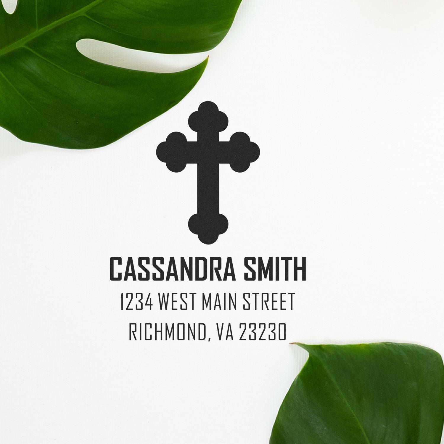 Esteemed Cross Christian Personalized Return Address Stamper Self-Inking - Engineer Seal Stamps