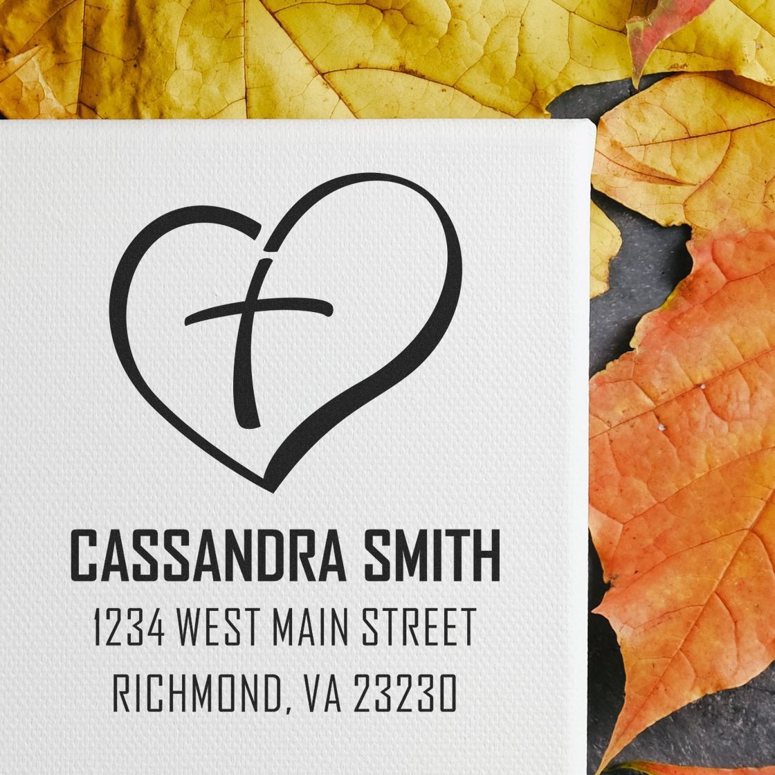 Revered Cross Christian Personalized Home Address Stamp Self-Inking - Engineer Seal Stamps