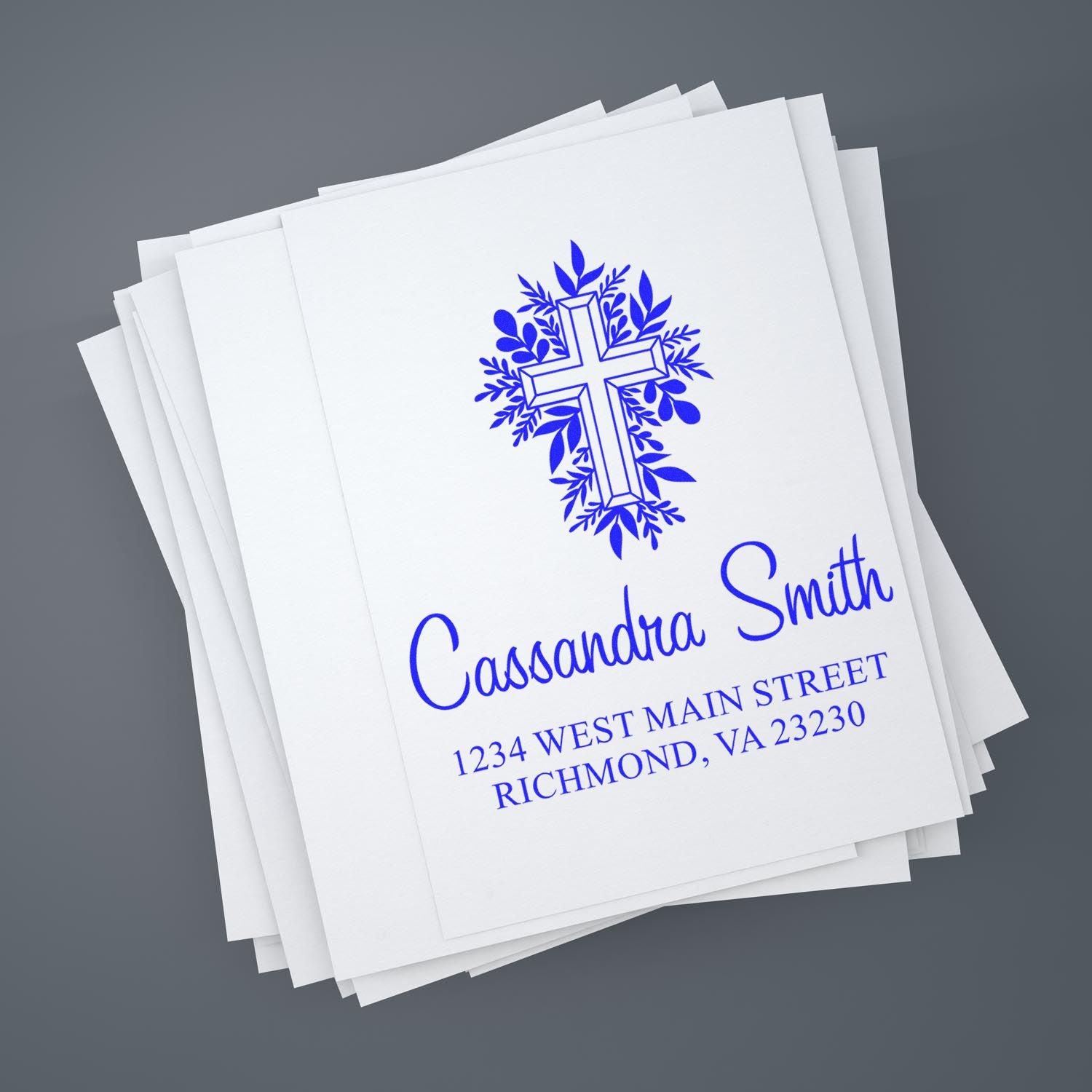 Grand Cross Christian Personalized Return Address Stamper Self-Inking - Engineer Seal Stamps