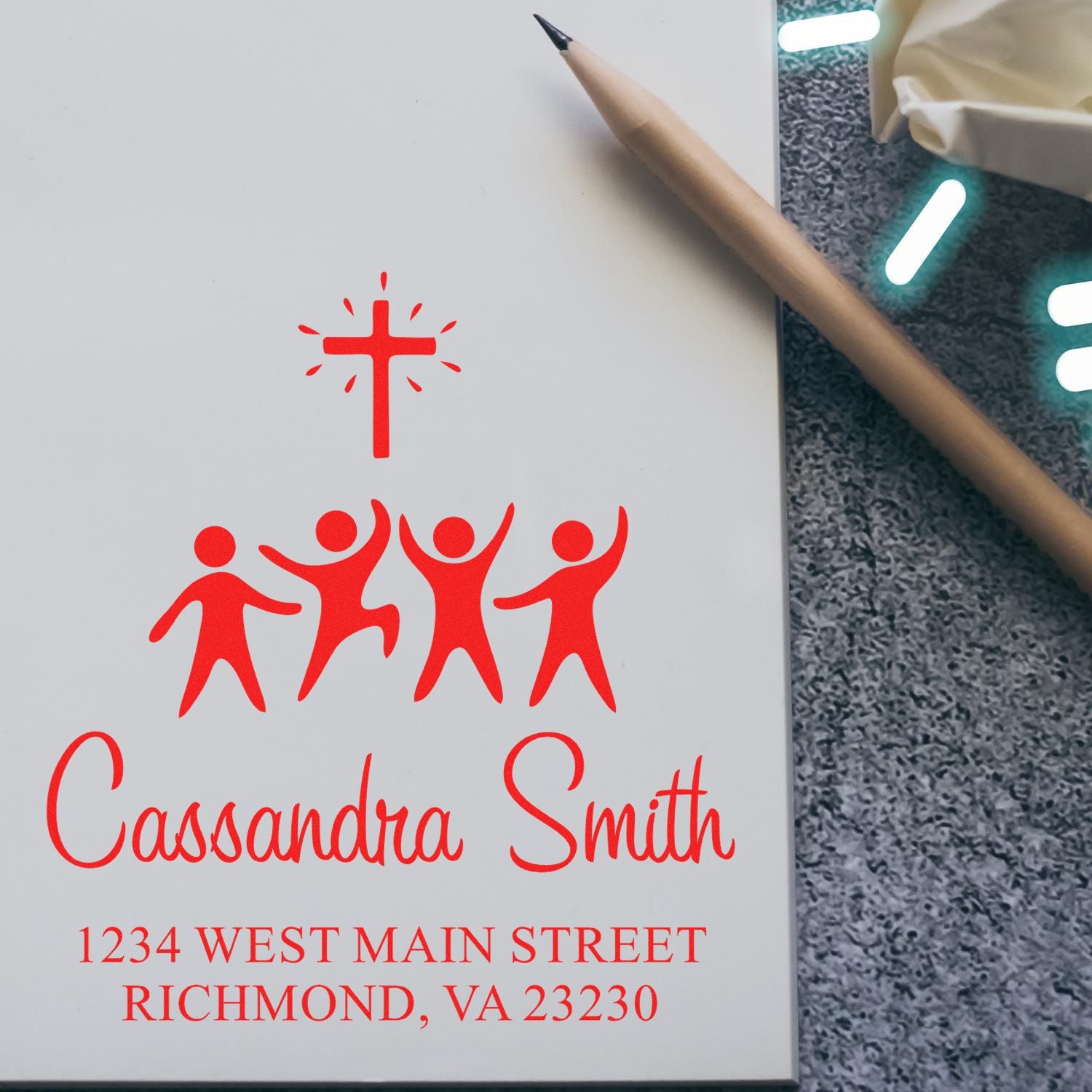 Influential Cross Christian Customized Home Address Stamp Self-Inking - Engineer Seal Stamps