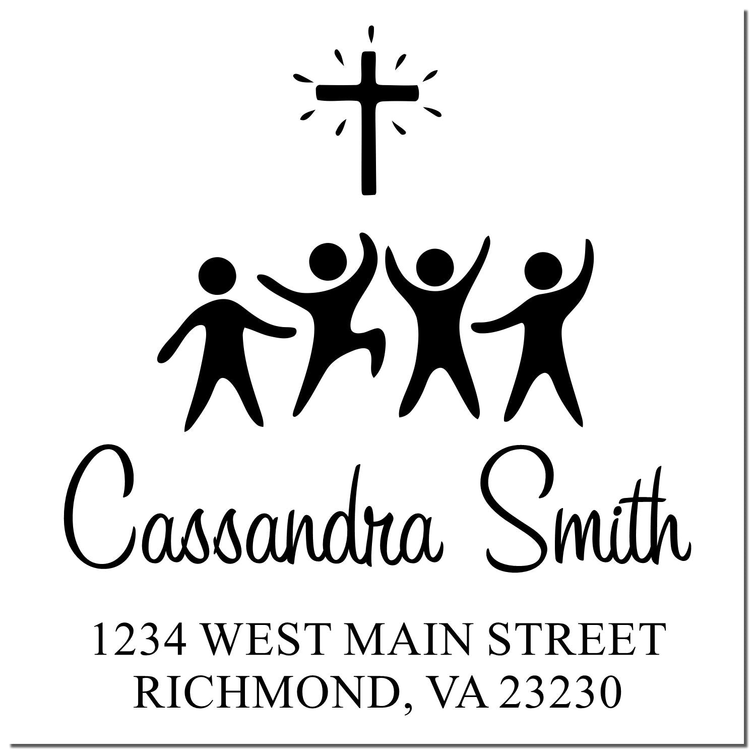 Influential Cross Christian Customized Home Address Stamp Self-Inking - Engineer Seal Stamps