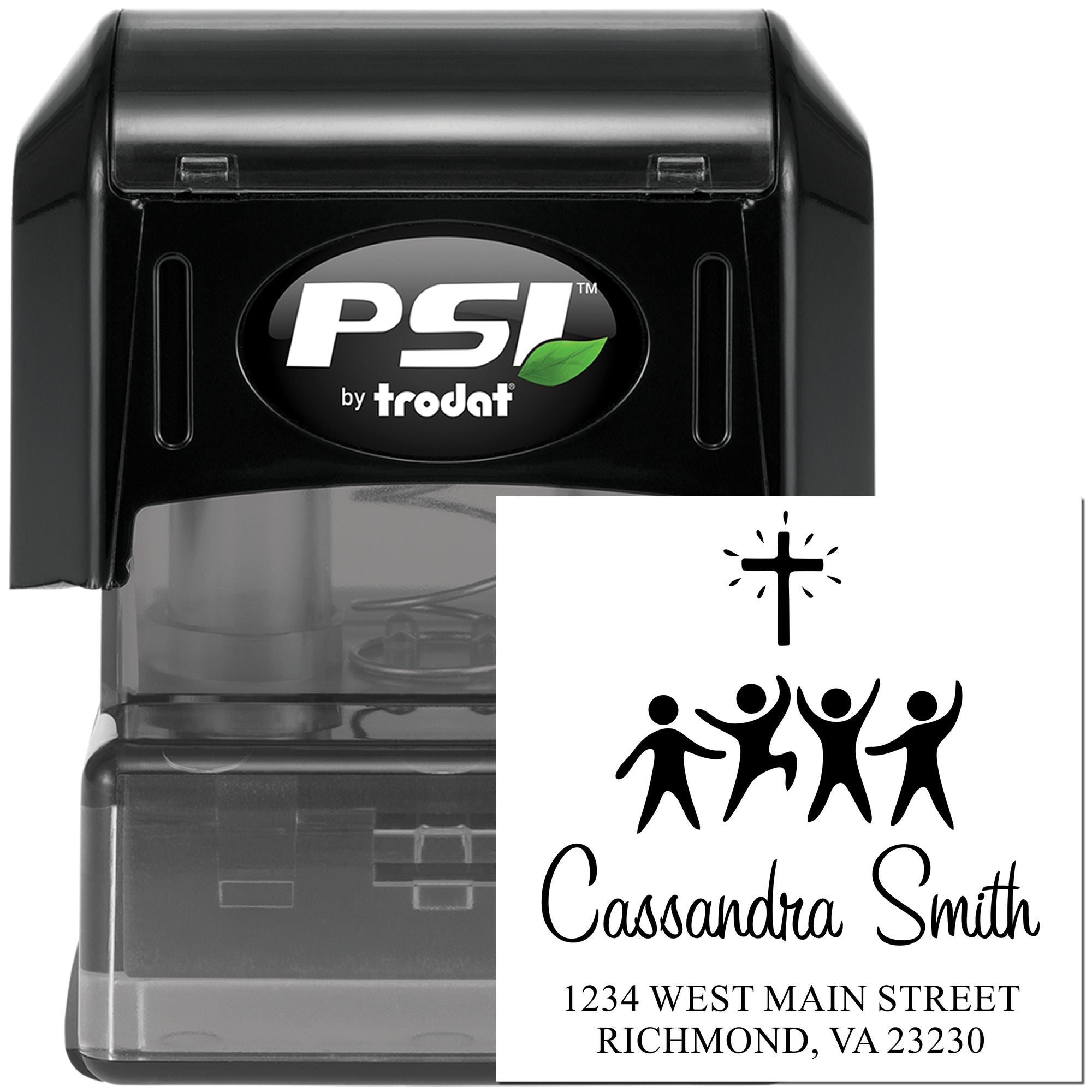 Influential Cross Christian Customized Home Address Stamp Self-Inking - Engineer Seal Stamps