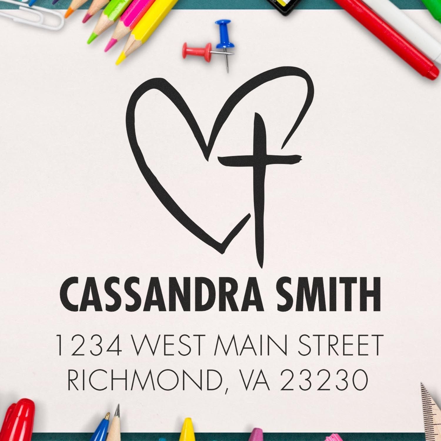 Resplendent Cross Christian Customized Return Address Stamp Self-Inking - Engineer Seal Stamps