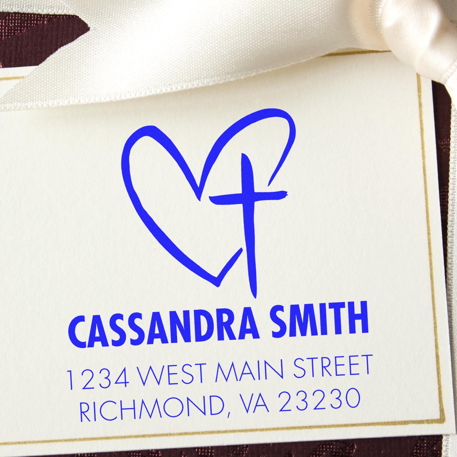 Resplendent Cross Christian Customized Return Address Stamp Self-Inking - Engineer Seal Stamps