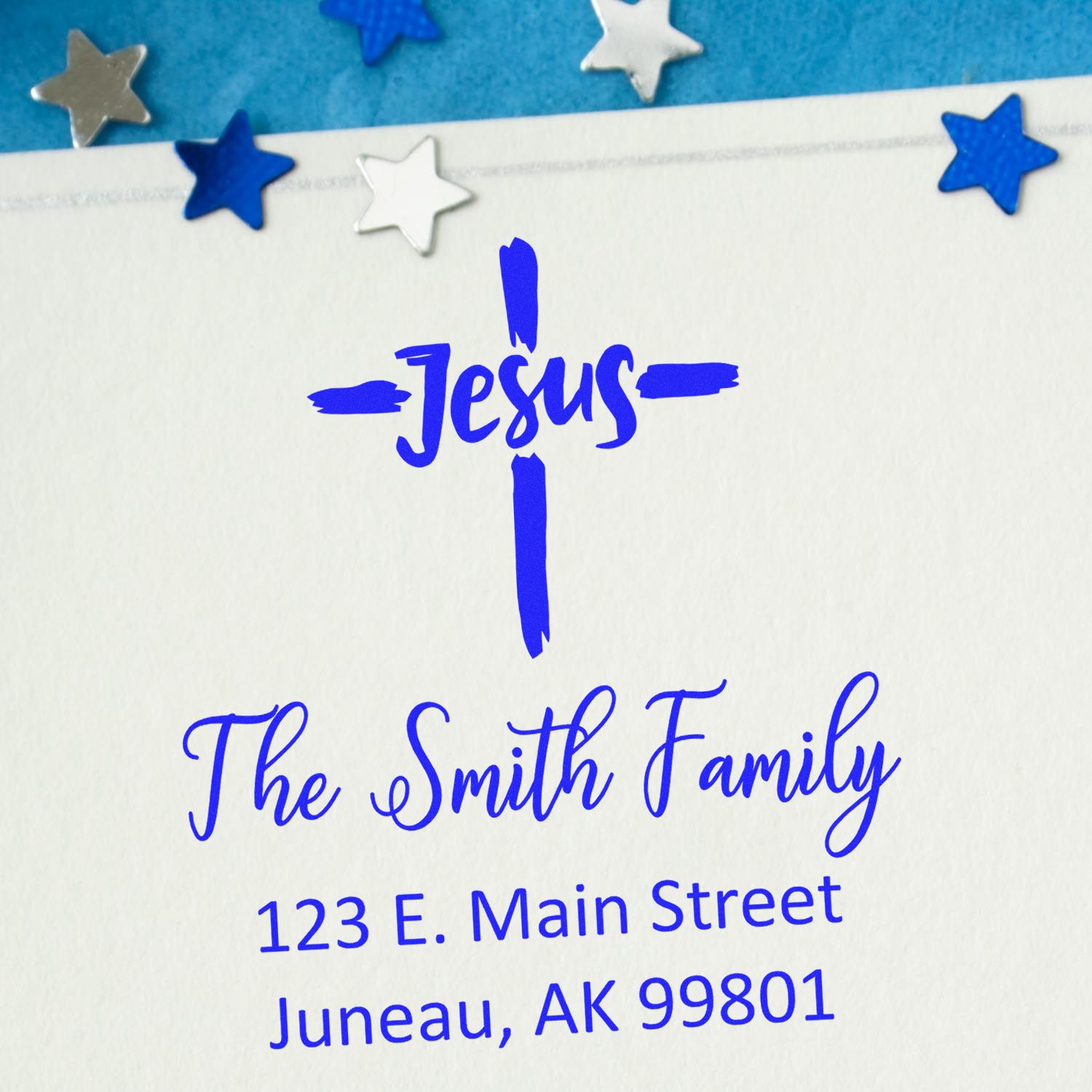 Godly Cross Christian Customized Address Stamp Self-Inking - Engineer Seal Stamps