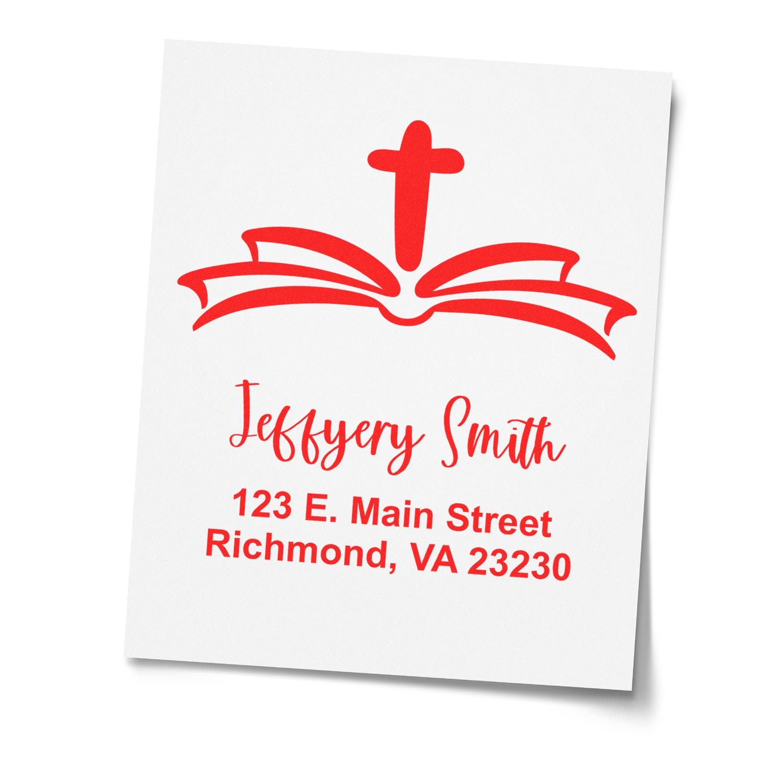 Pure Cross Christian Name And Address Stamper Self-Inking - Engineer Seal Stamps