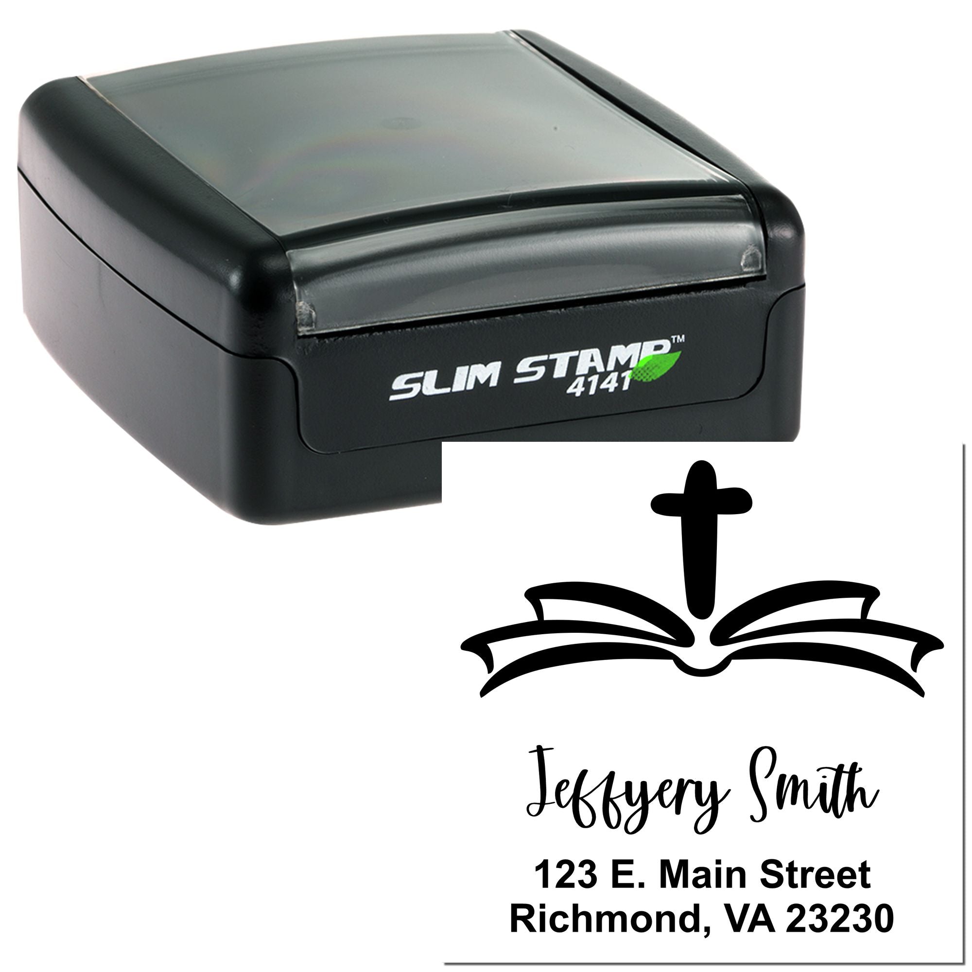 Pure Cross Christian Name And Address Stamper Self-Inking - Engineer Seal Stamps