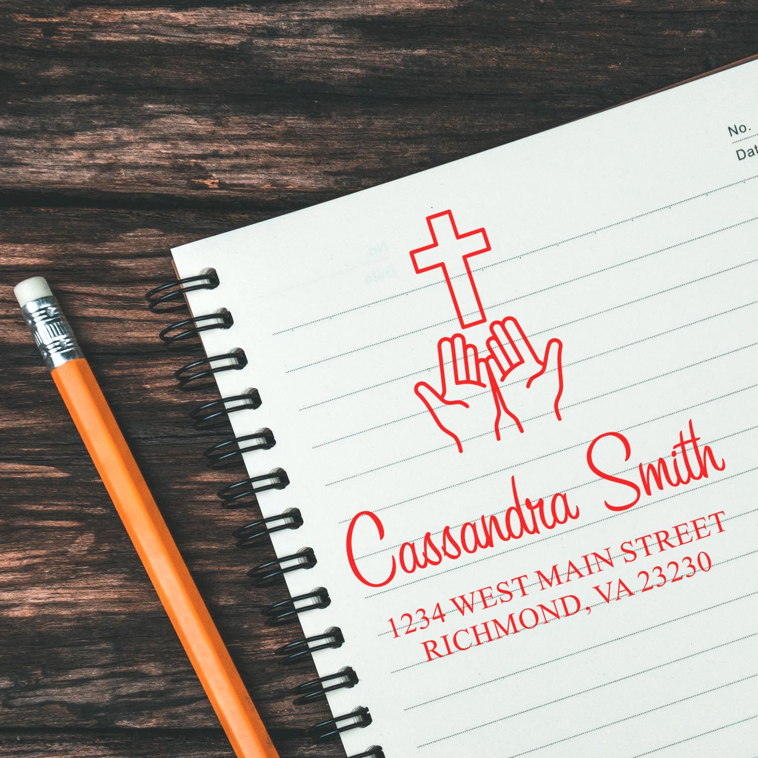 Reverent Cross Christian Customized Address Stamper Self-Inking - Engineer Seal Stamps