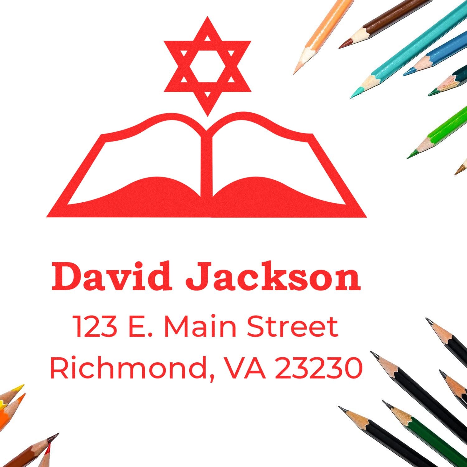 Jewish Respected Words Customized Return Address Stamper - Engineer Seal Stamps