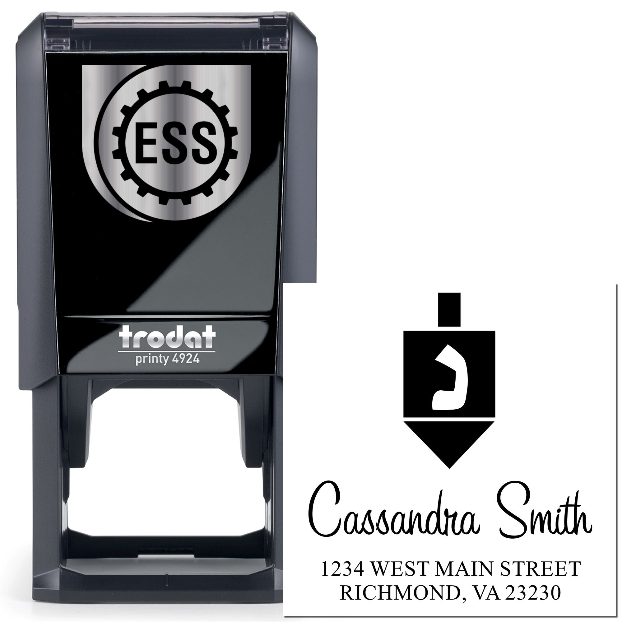 Gaming Dreidel Self-Inking Customized Mailing Stamper - Engineer Seal Stamps