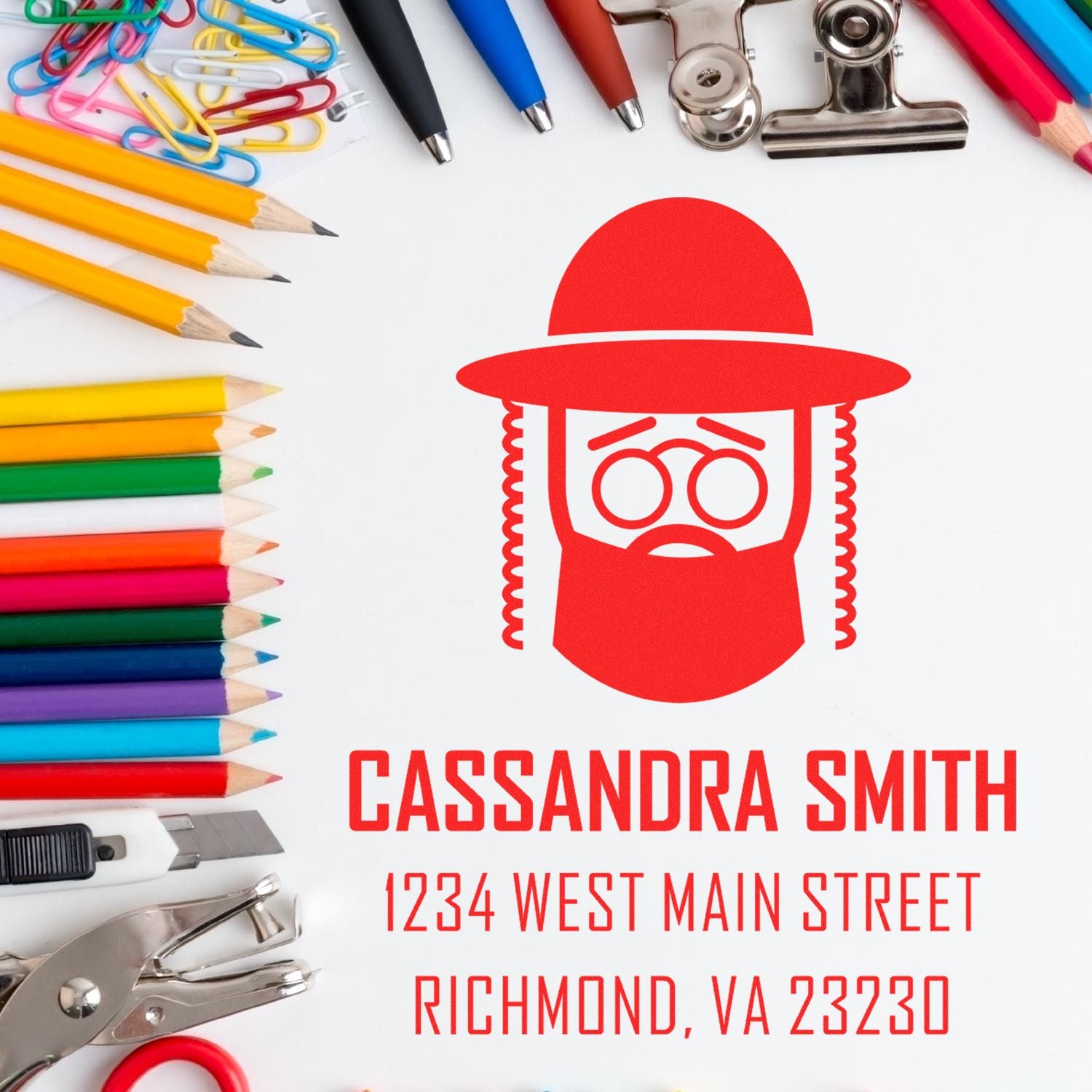 Reverent Rabbi Hebrew Personalized Home Stamper - Engineer Seal Stamps