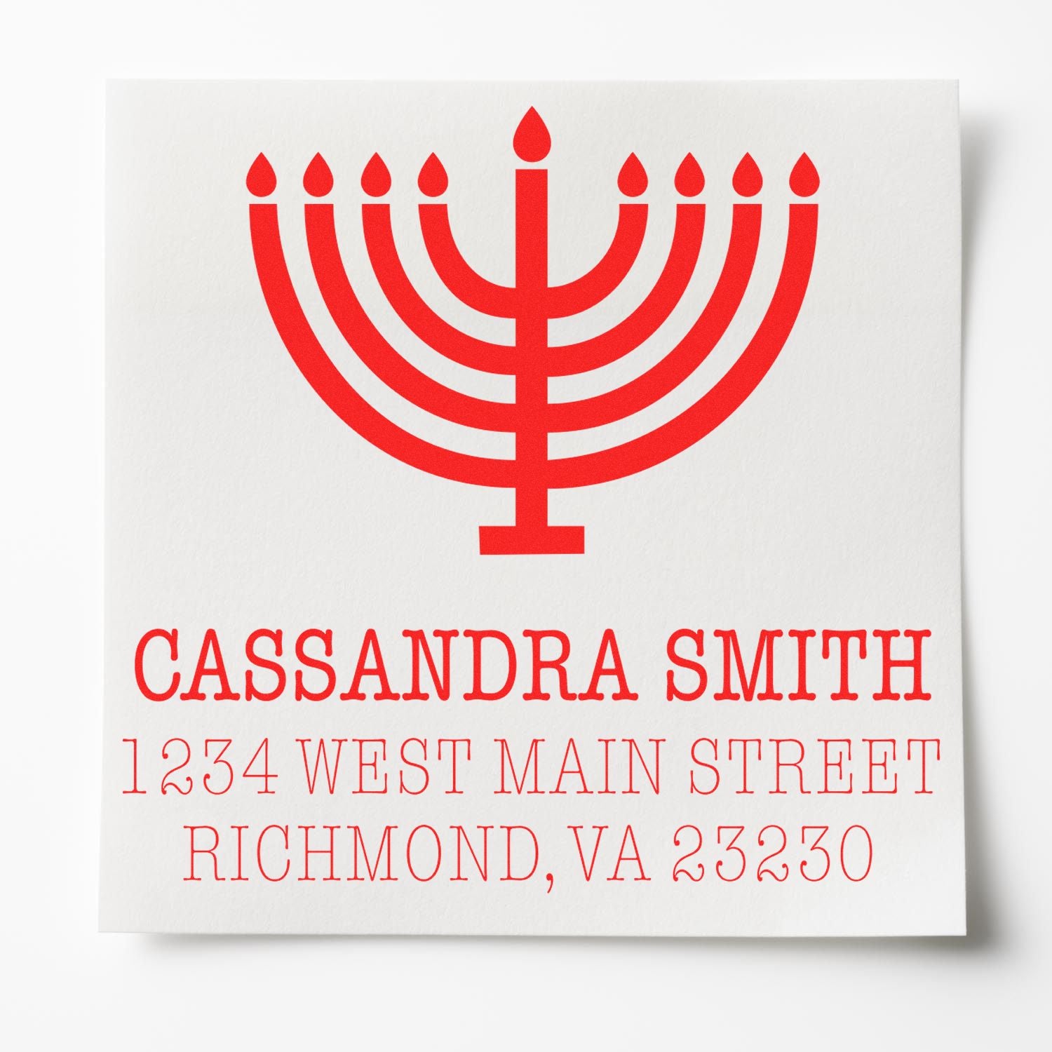Flickering Menorah Hebrew Personalized Mail Stamp - Engineer Seal Stamps