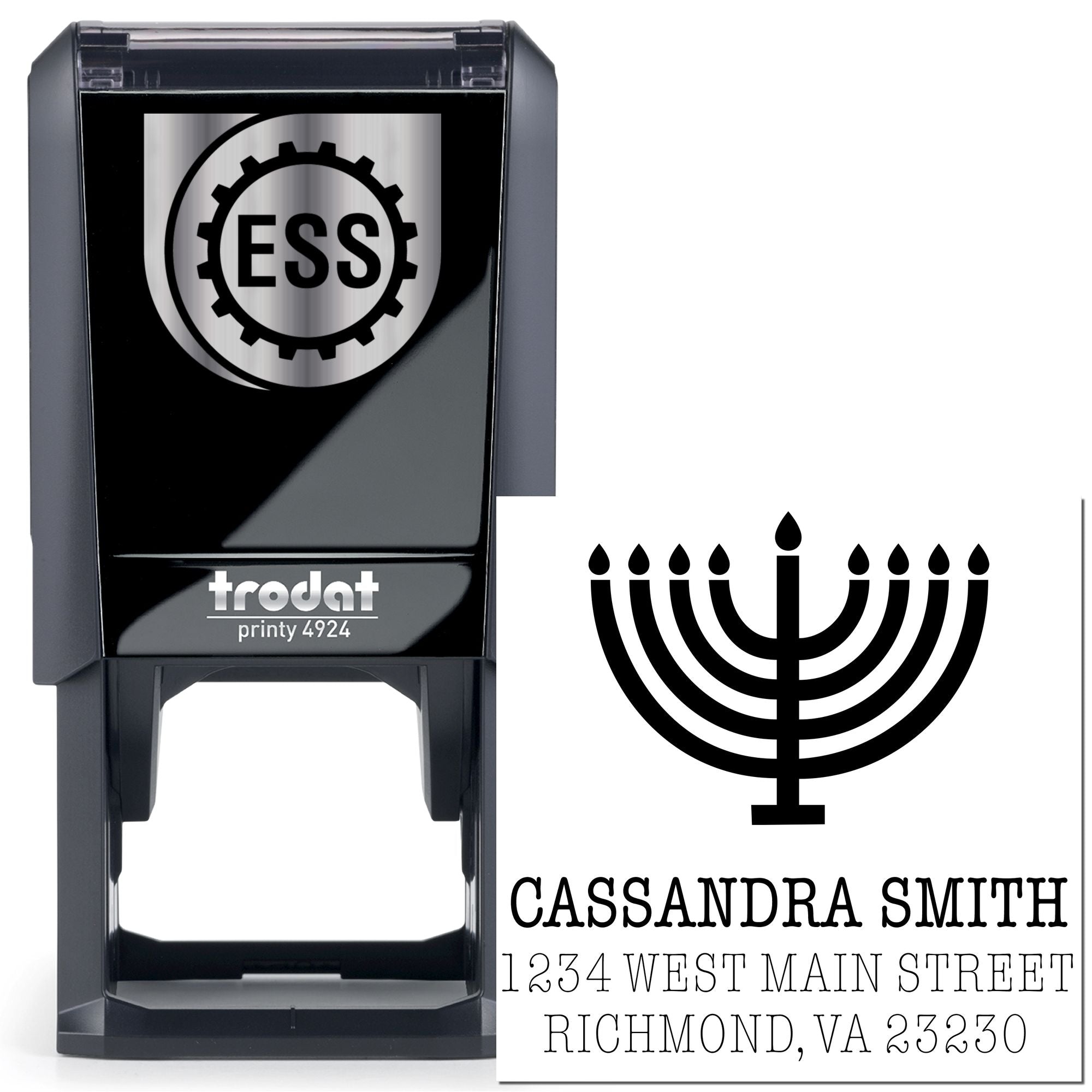 Flickering Menorah Self-Inking Customized New Home Stamp - Engineer Seal Stamps