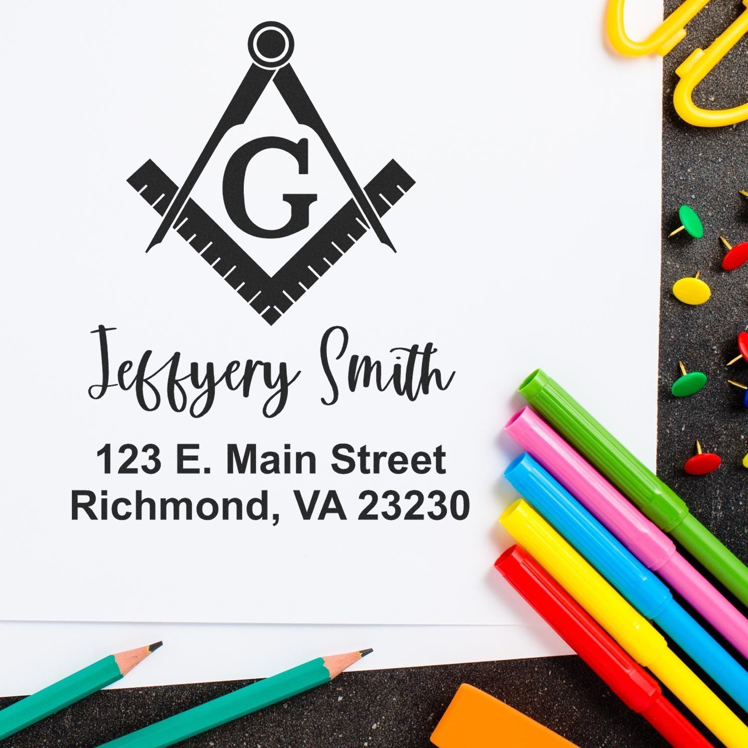 Masonic Eminent Masons Self-Inking Customized Address Stamper - Engineer Seal Stamps