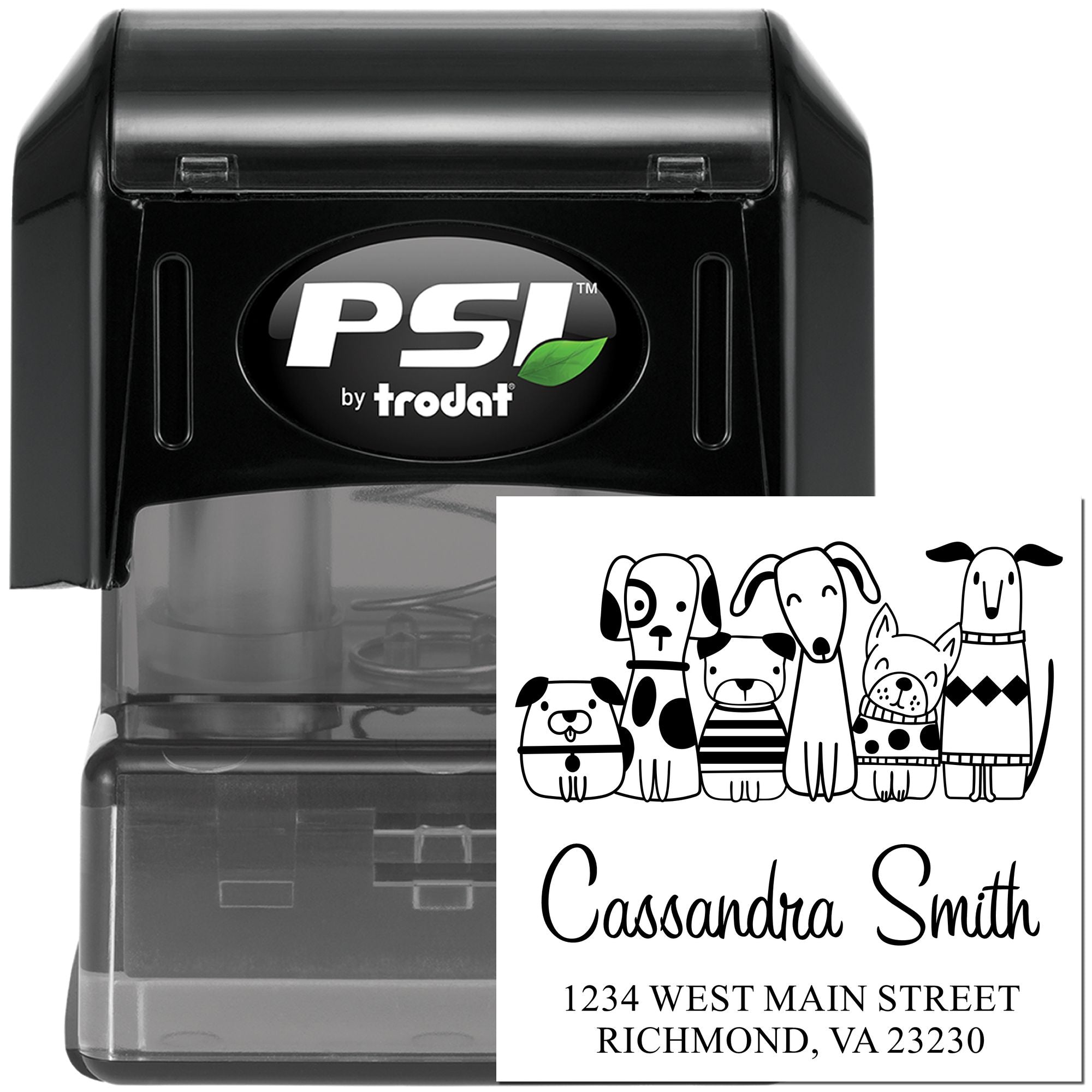 PSI Pre-Inked Whimsical Pets Pooch Pack Customized Envelope Stamp - Engineer Seal Stamps