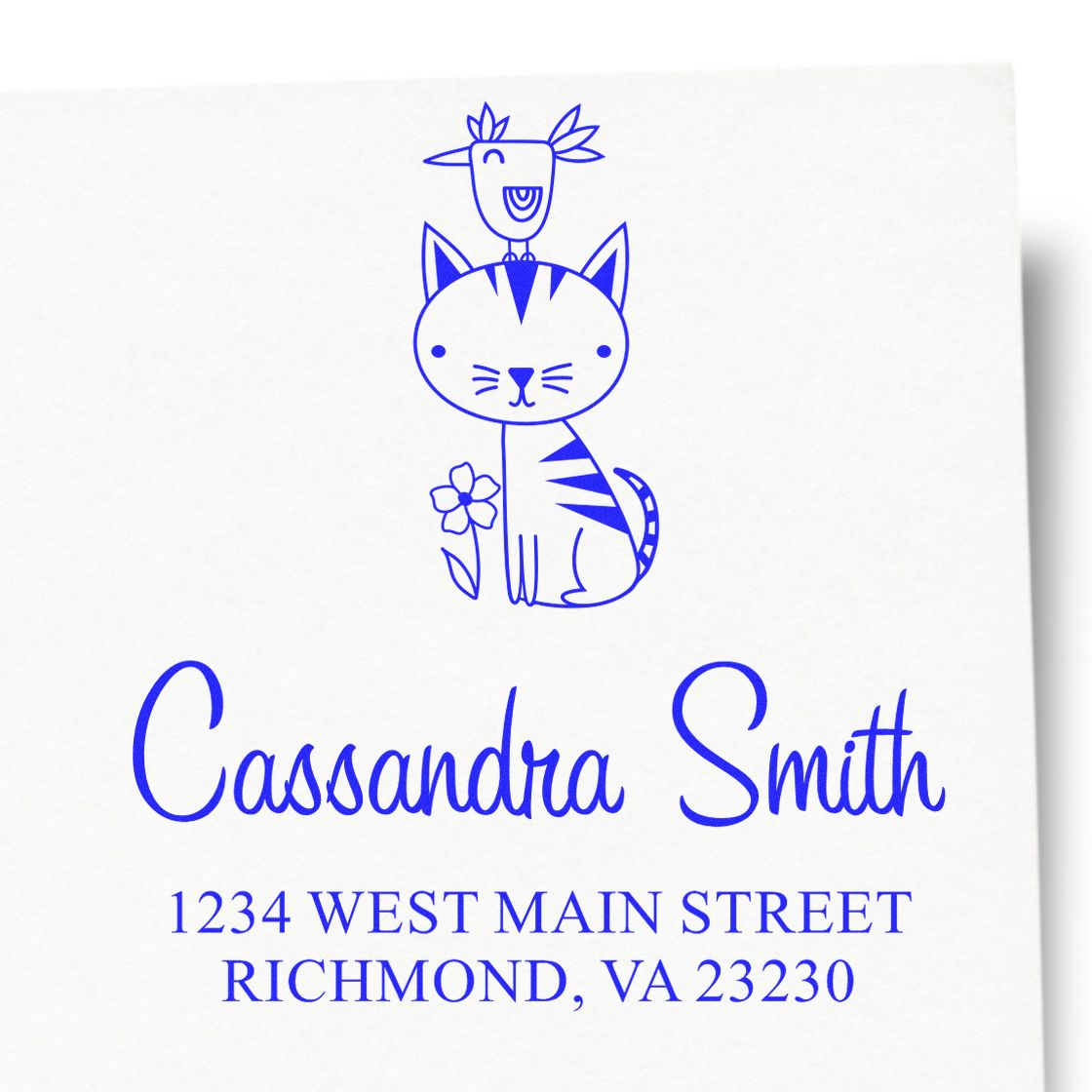 PSI Pre-Inked Whimsical Pets Unlikely Friends Customized Address Stamper - Engineer Seal Stamps