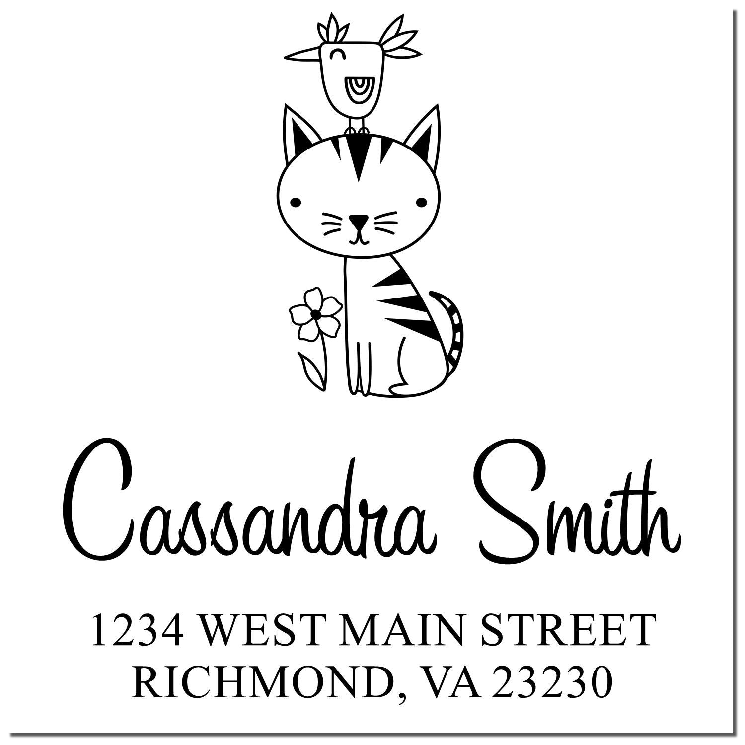 PSI Pre-Inked Whimsical Pets Unlikely Friends Customized Address Stamper - Engineer Seal Stamps