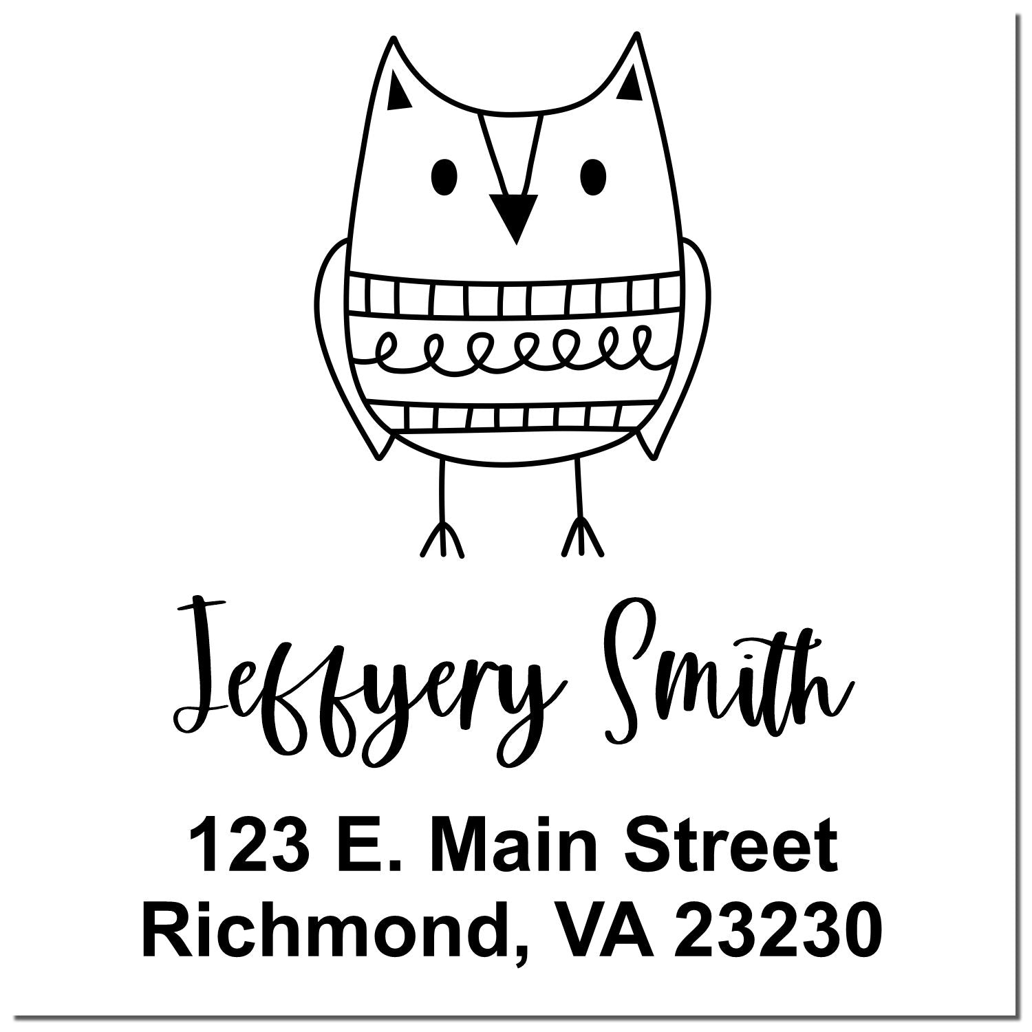 PSI Pre-Inked Whimsical Pets Hooting Owl Customized Name And Address Stamp - Engineer Seal Stamps
