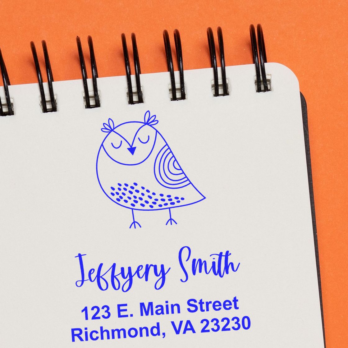 PSI Pre-Inked Whimsical Pets Sleepy Bird Customized Name And Address Stamper - Engineer Seal Stamps